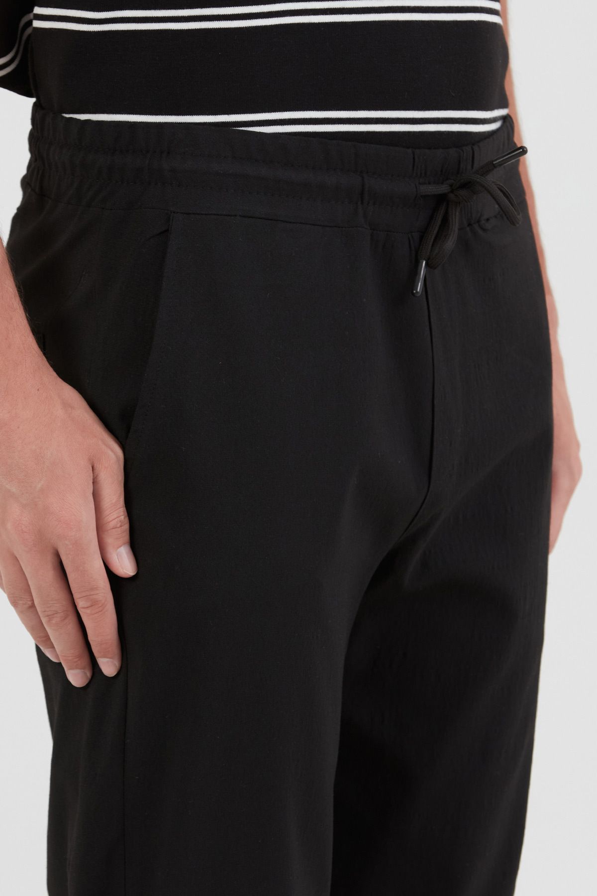 Fulla Moda-Παντελόνι Jogger από ύφασμα με δεμένη μέση 6