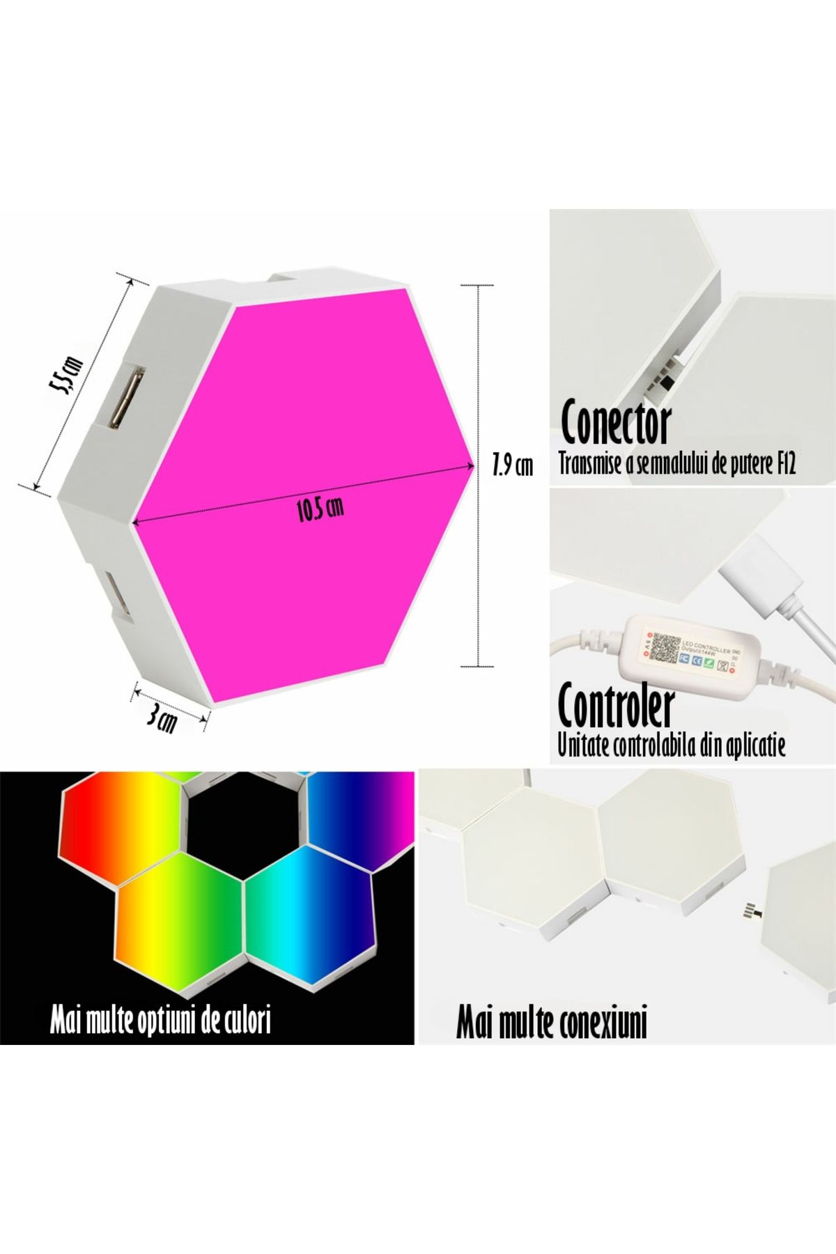 REVOSE-Hexagon Smart Modular Lamp with RGB LED Touch Switch 12