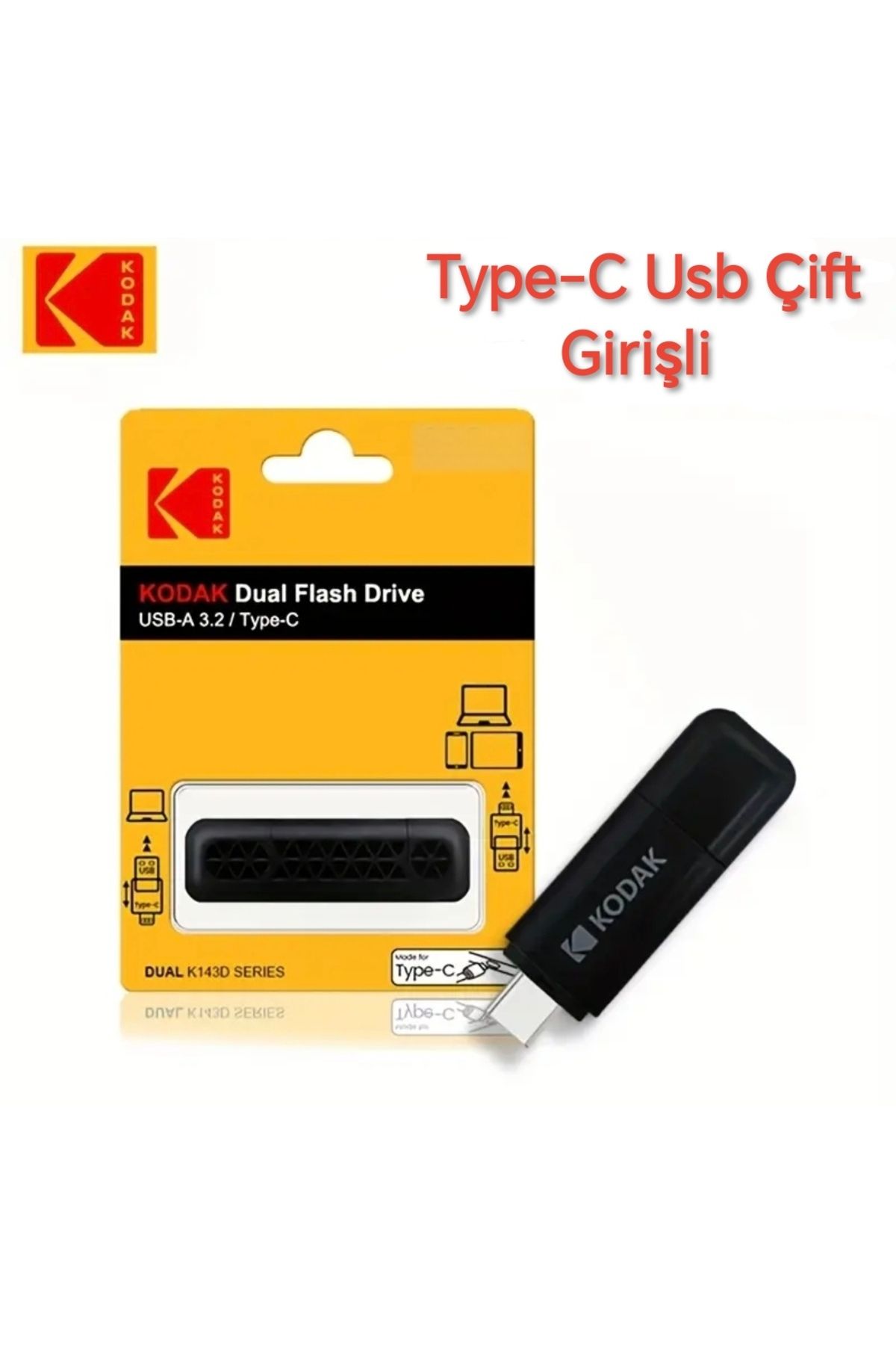 Kodak 256Gb. Type-C ve USB 3.2 Type-C Girişli Tüm Telefonlara iphone 15/16 Serisine Uygun Yüksek Hızlı