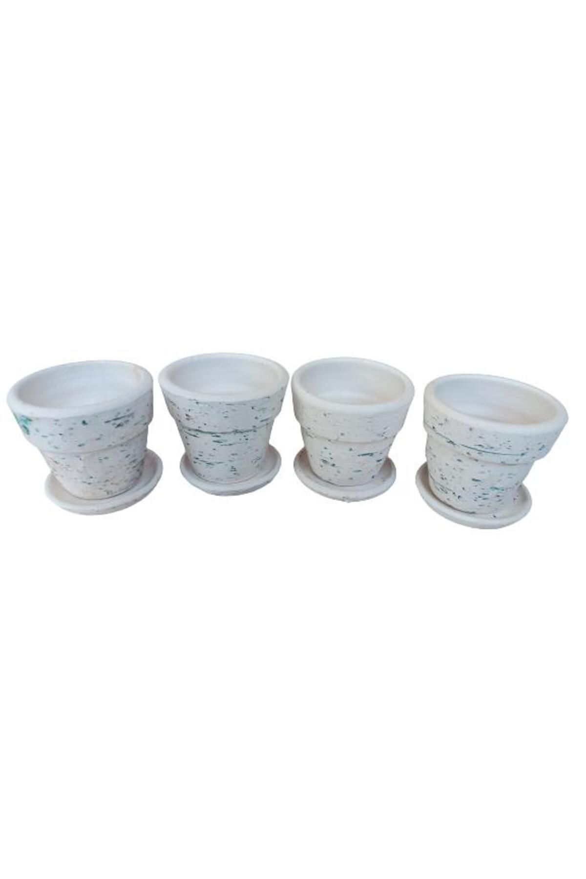 önder botanik 4 adet Antik Görünümlü Toprak Saksı 12*12 cm