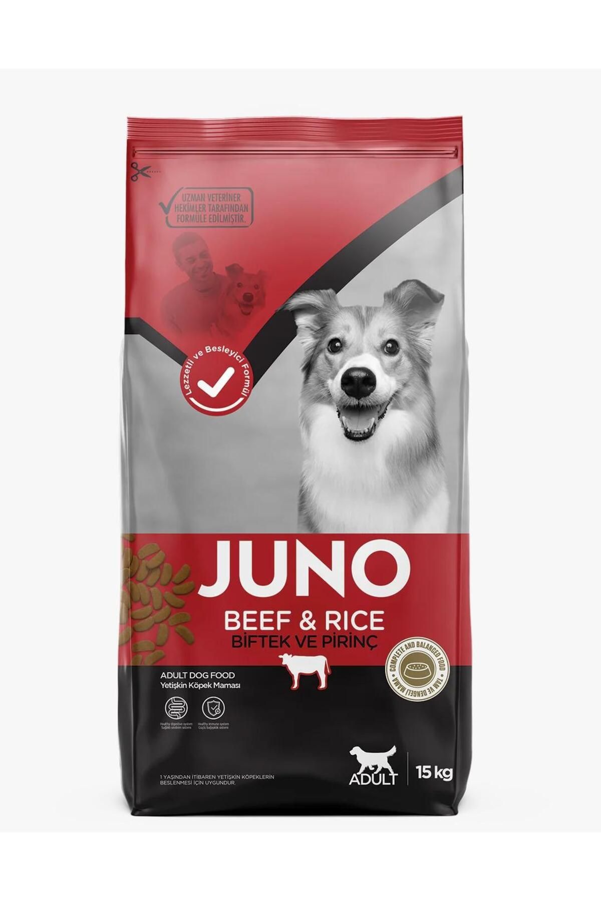 JUNO BİFTEKLİ PİRİNÇLİ YETİŞKİN KÖPEK MAMASI 15 KG