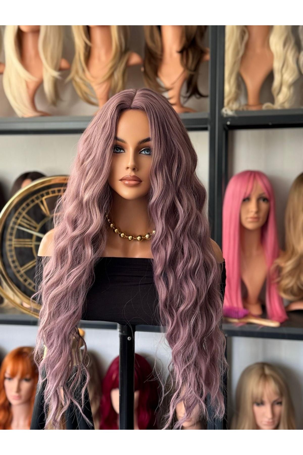 favorim peruk Luxury yeni sezon gerçek saç dokusunda leylak dalgalı peruk