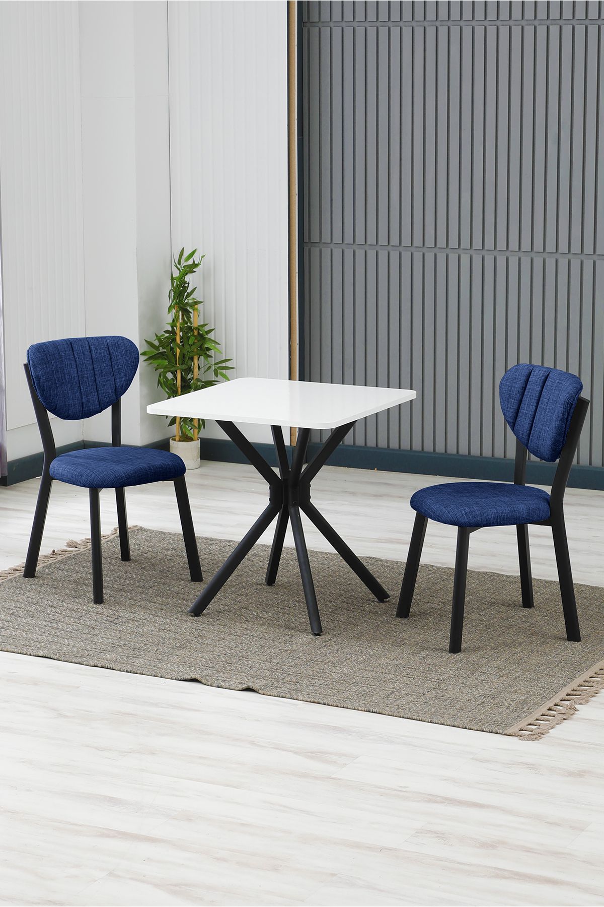 Armens Life Mobilya, Lojistik & Elektronik Ticaret Elma Modeli Kare Mutfak Masa Sandalye Takımı, 2 Sandalye 1 Sabit Beyaz Masa 70x70 Cm, Keten Kumaş