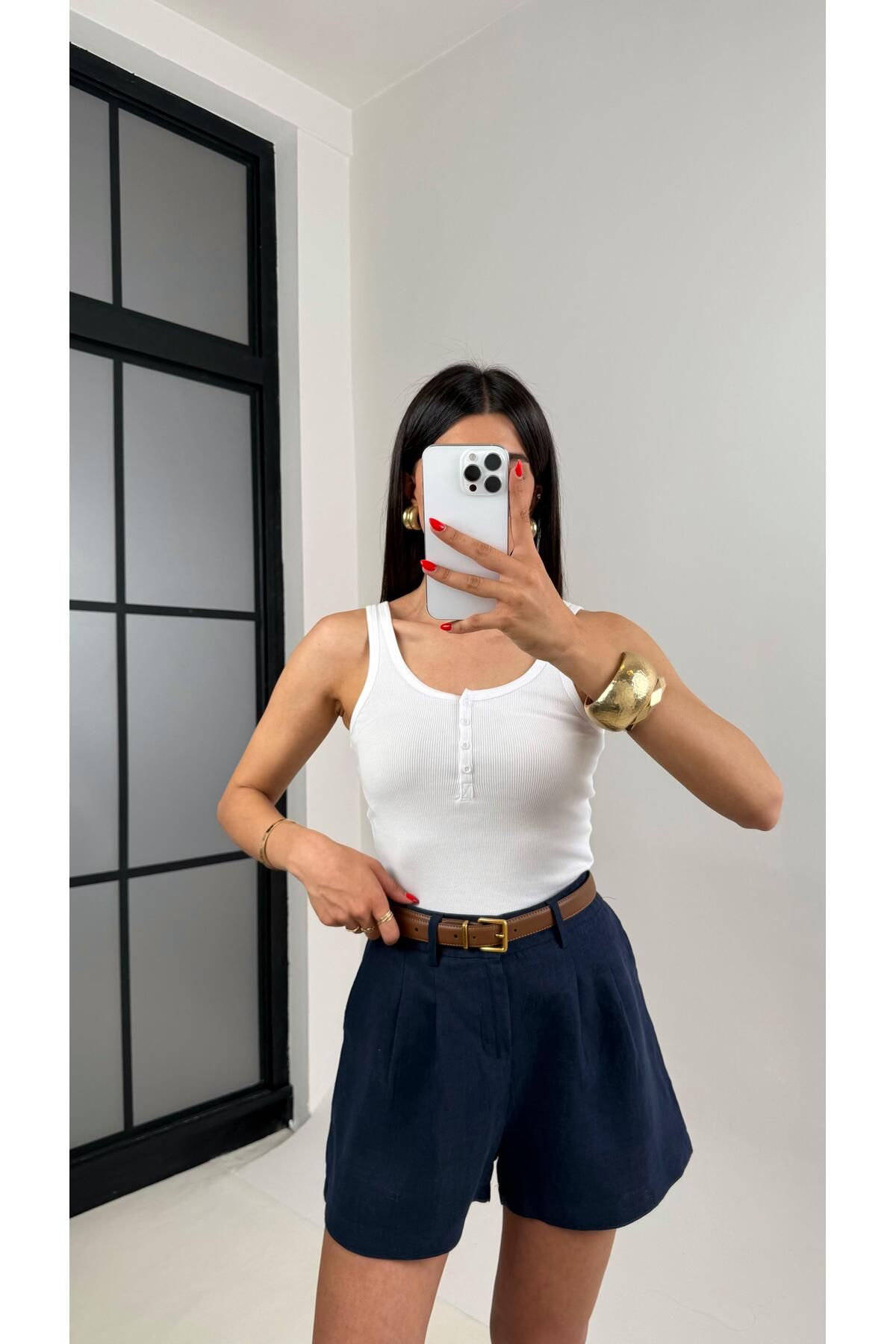 Gaus Beyaz Önden Düğmeli Basic Atlet Gaus00498