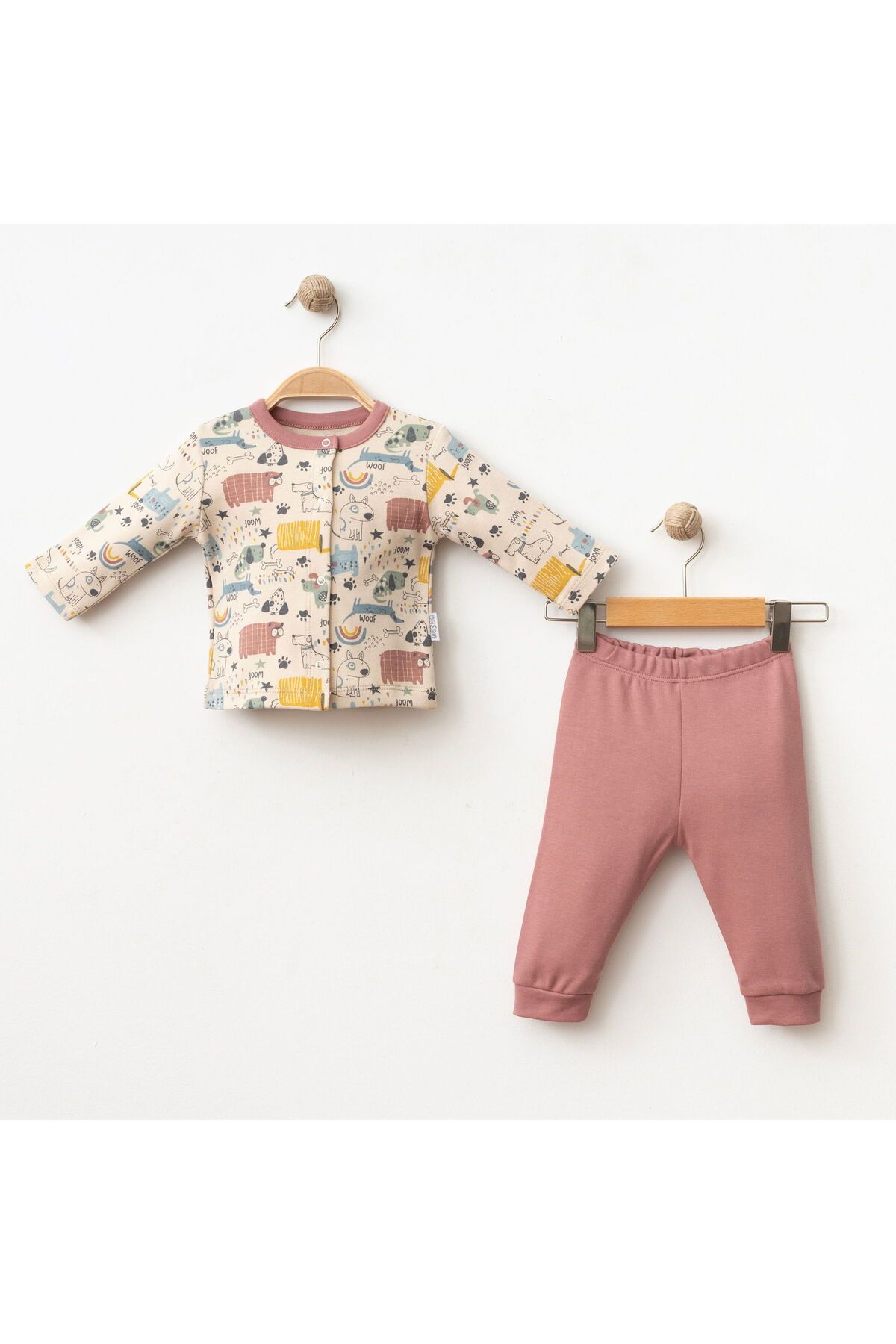 Gümüş Baby Kids BEBEK 2 Lİ TAKIM ANİMAL BASKILI MANŞETLİ ÇITÇITLI