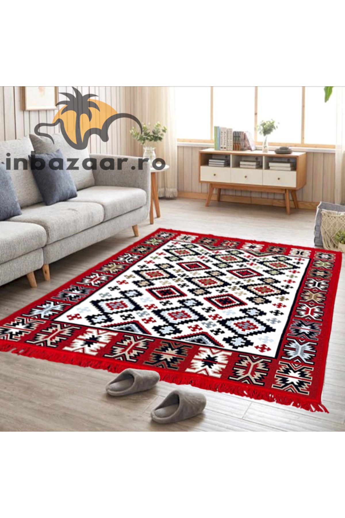 OEM-Traditional rustic rug 60x150 cm Red 3