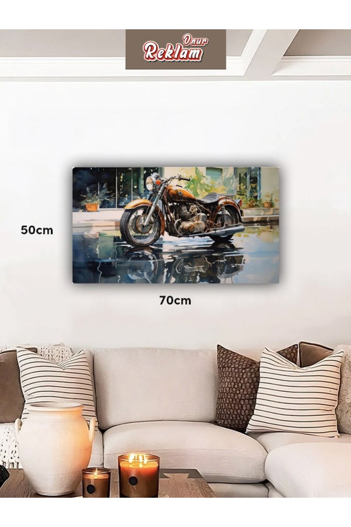 onurreklamonline Yarış Motoru Figürlü Dekoratif Tablo – 50x70 cm – Dekota Üzeri Folyo Baskı – Motosiklet Duvar Dekoru