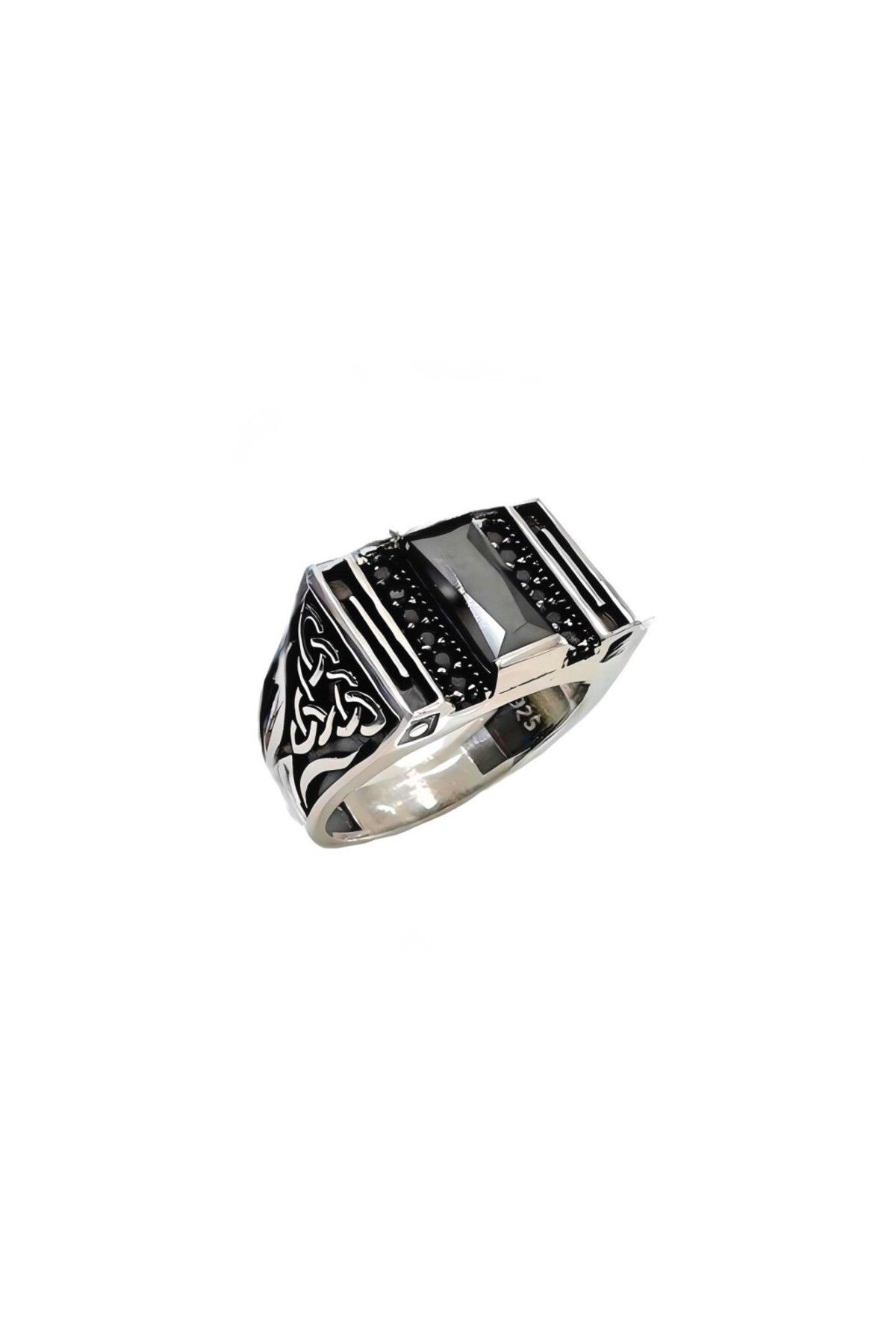 GEVHERANSS Onyx ve Zirkon Taşlı Gümüş Yüzük 250057494G12Y