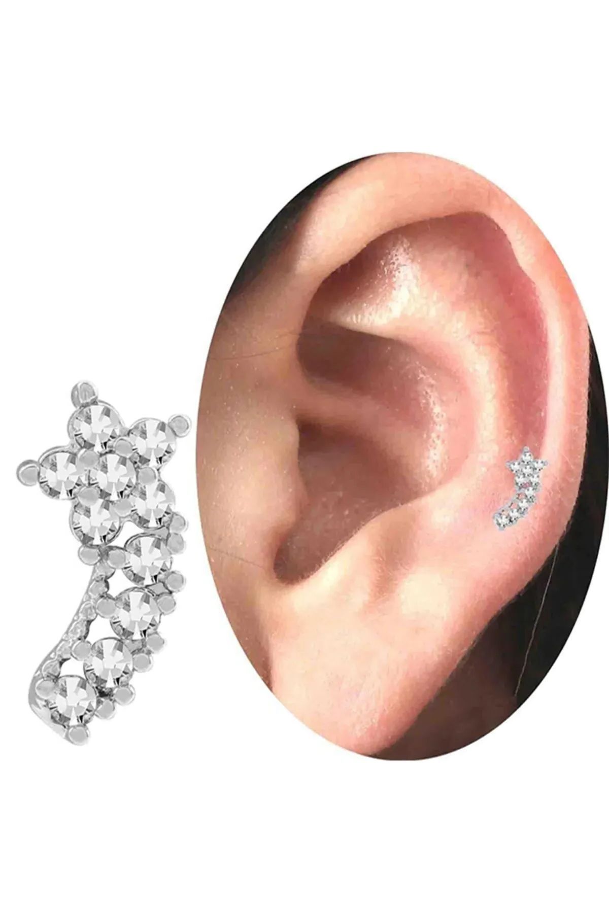 Cadının Dükkanı Zirkon Taşlı Kuyruklu Yıldız Helix-Kıkırdak Piercing