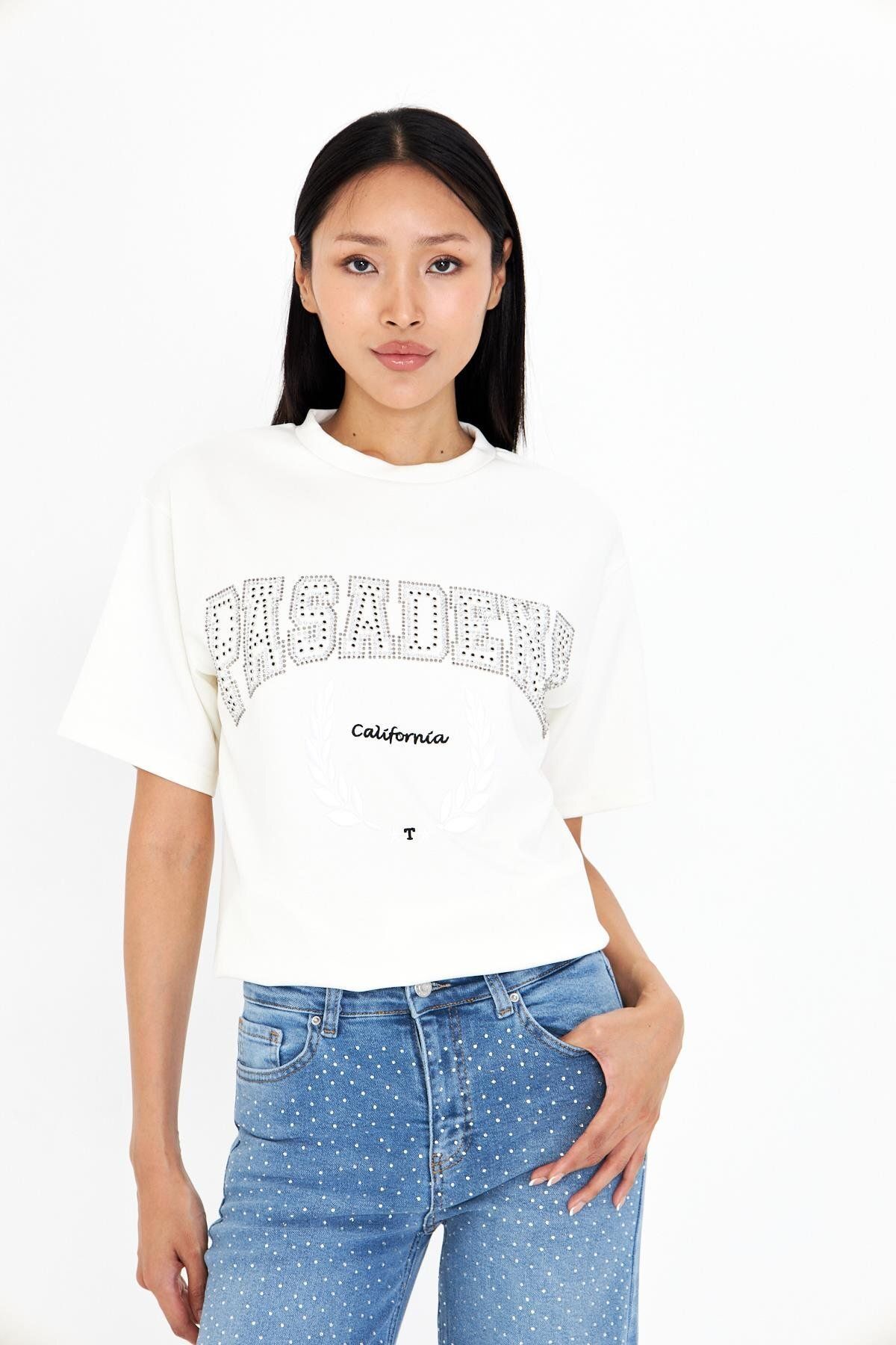 TIFFANY&TOMATO Pasadena Taşlı Nakışlı Bambu T-Shirt