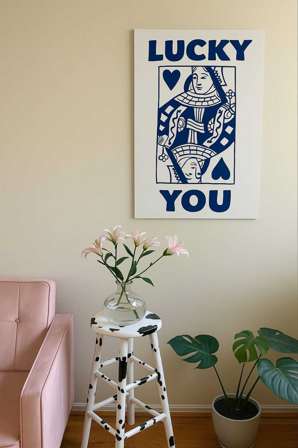 onurreklamonline “Lucky You” Yazılı Görselli Tablo – 50x20 cm – Folyo Baskı – Dekota Üzeri Modern Duvar Dekoru