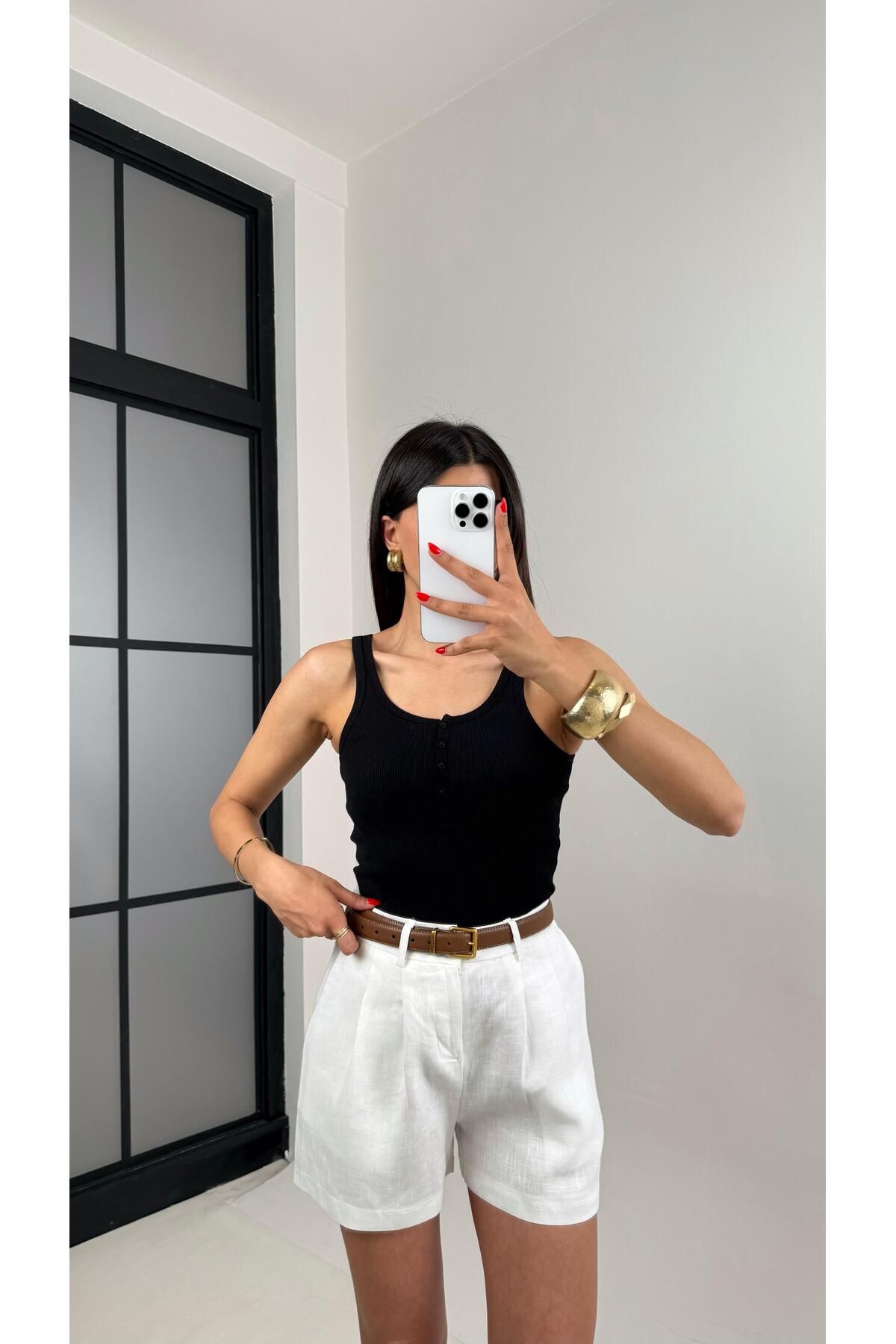 Gaus Siyah Önden Düğmeli Basic Atlet Gaus00498