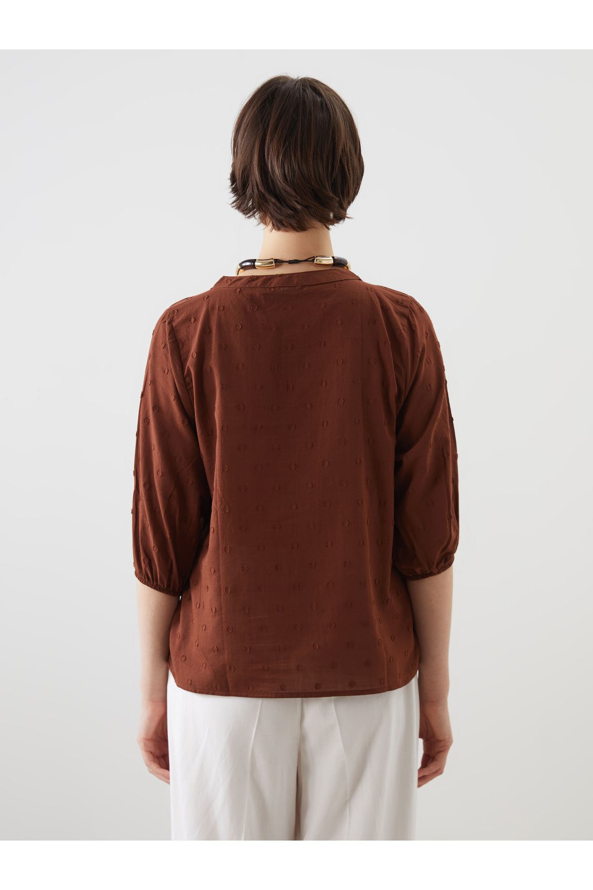 LC Waikiki-Self-Patterned Blouse with Peep Collar 4