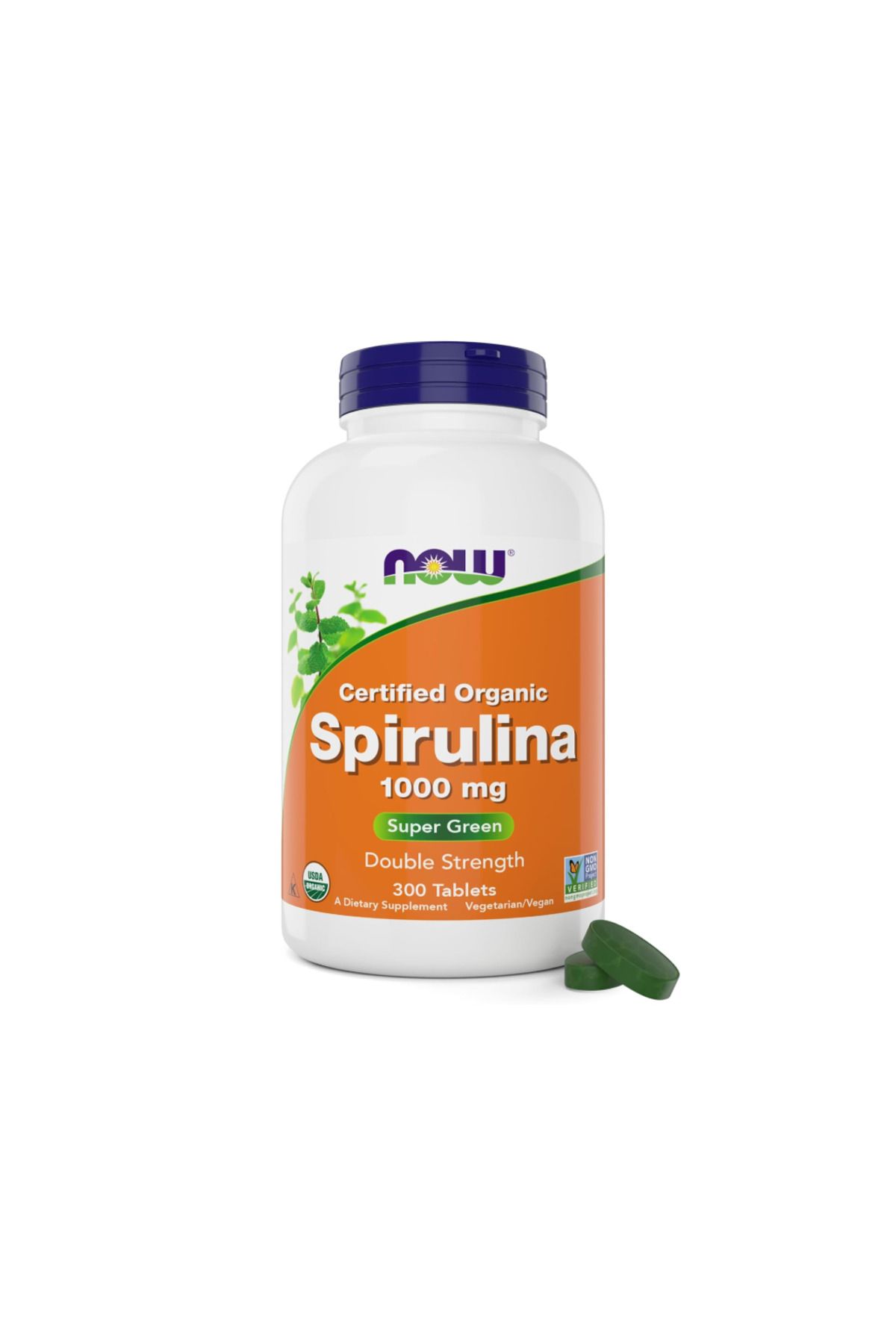 Now Foods , Certified Organic Spirulina, Double Strength, 1,000 mg, 300 Tablets