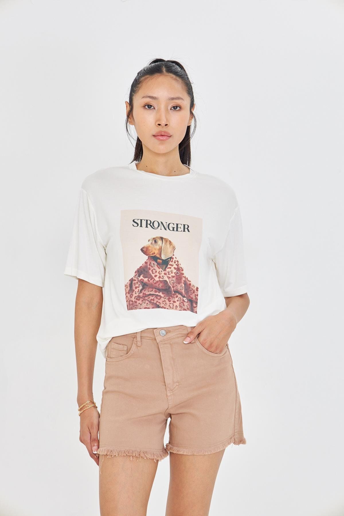 TIFFANY&TOMATO Stronger Baskılı T-Shirt