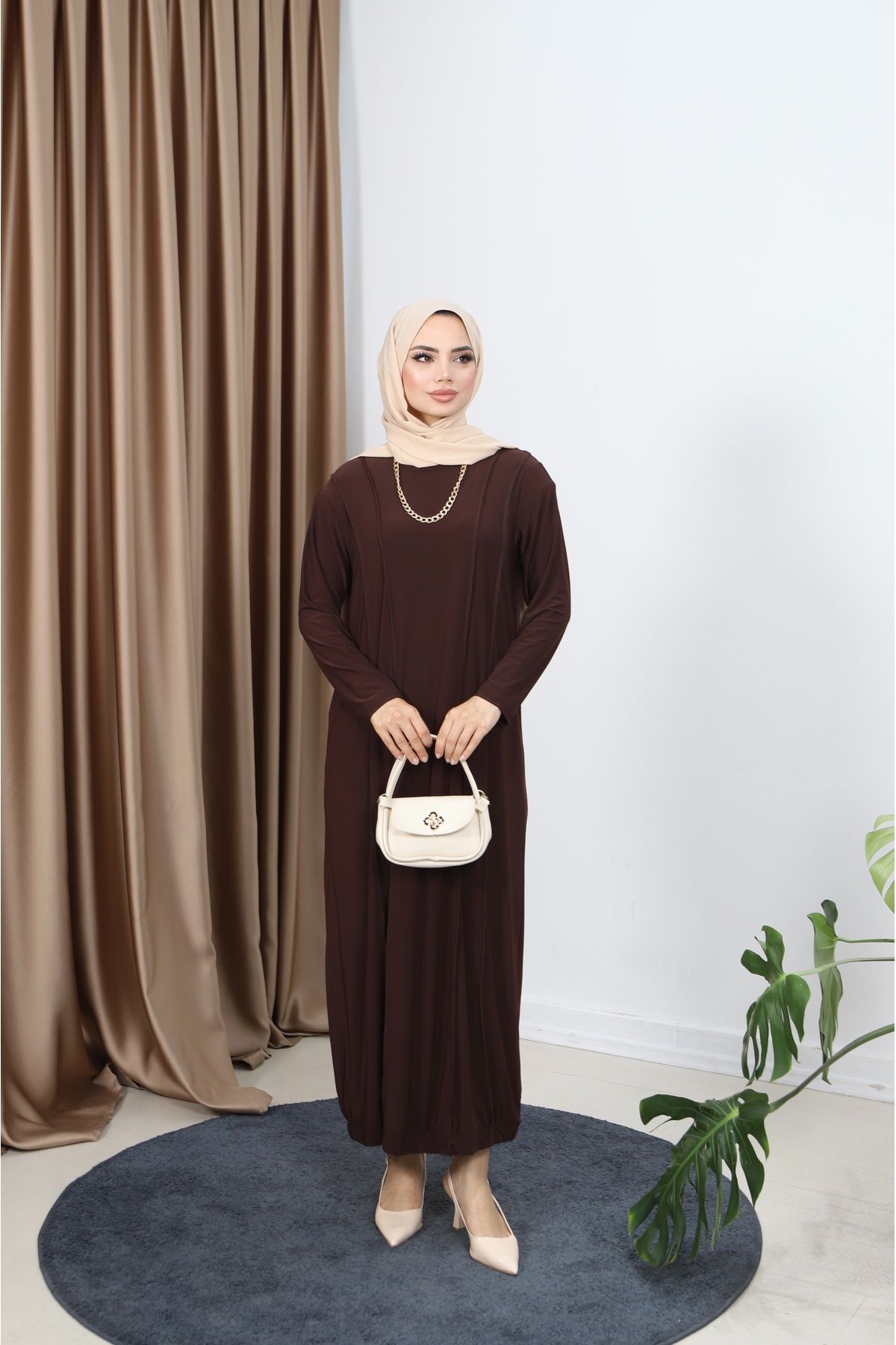 NİSUM MODA LİNA ÖNÜ PARÇALI SANDY ELBİSE