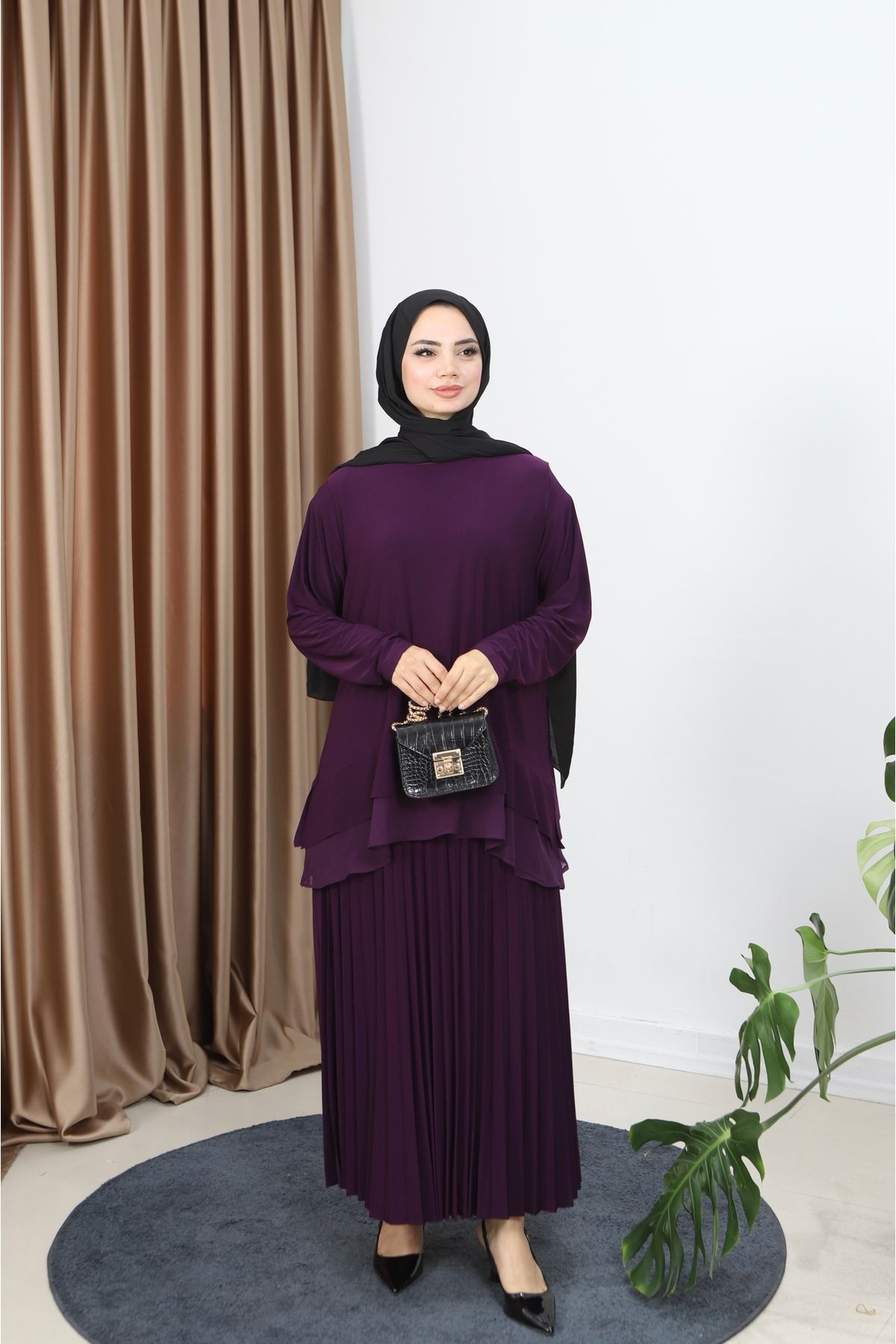 NİSUM MODA ŞİFONLU SANDY ETEKLİ TAKIM