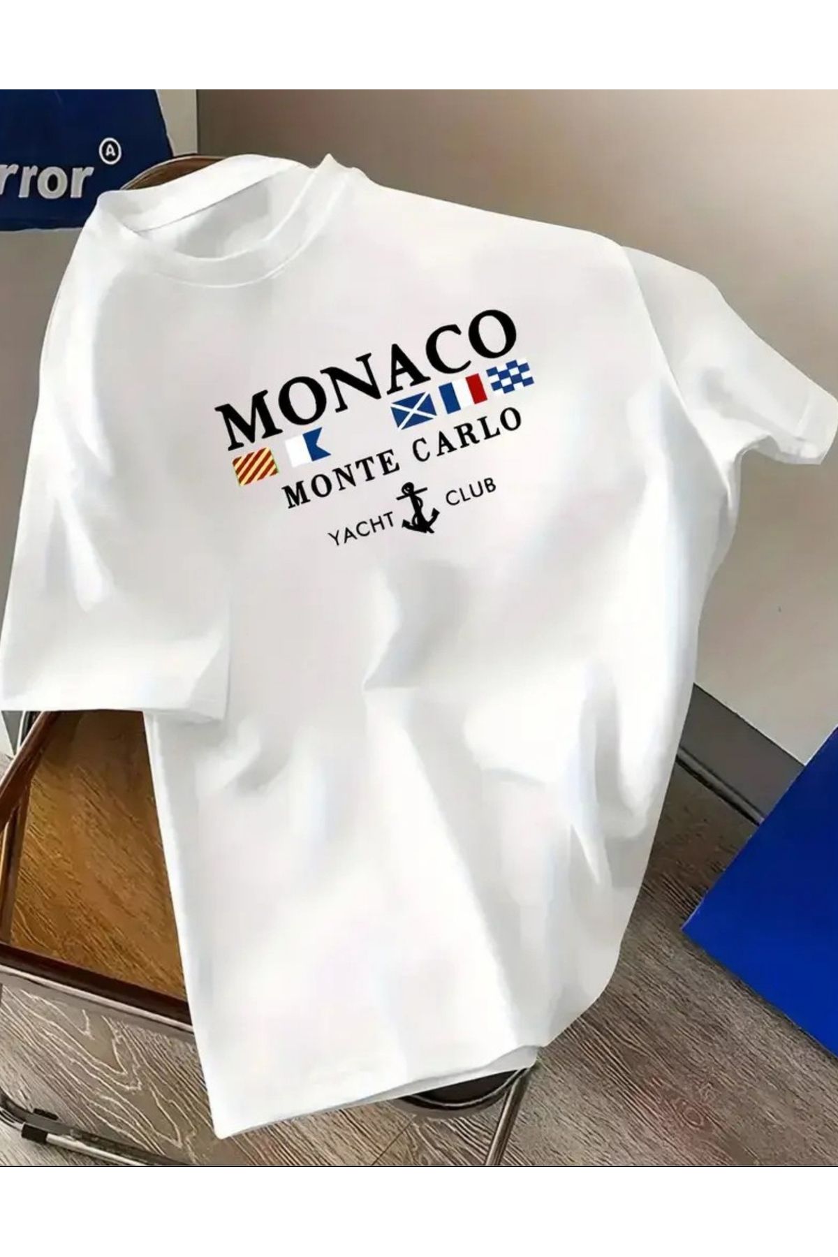 SAJA Unısex Kadın/Erkek Baskılı Oversize Düşük Kol Bisiklet Yaka T-Shirt