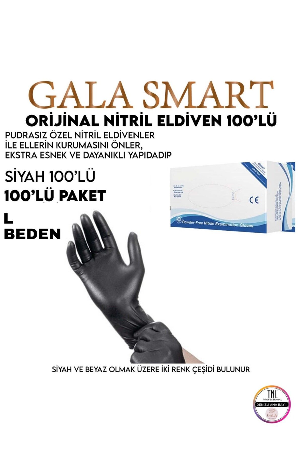 gala smart PUDRASIZ NİTRİL ELDİVEN L BEDEN
