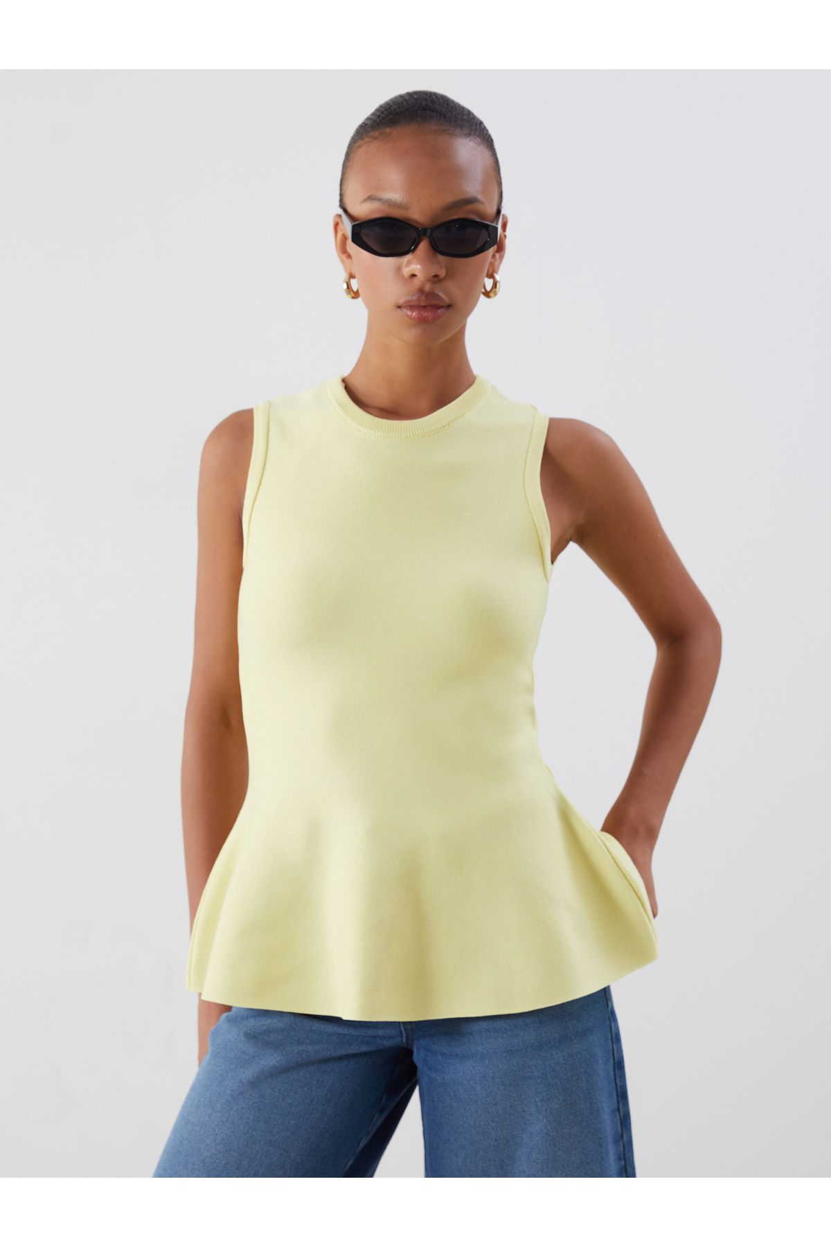 LC Waikiki Bisiklet Yaka Peplum Triko Bluz