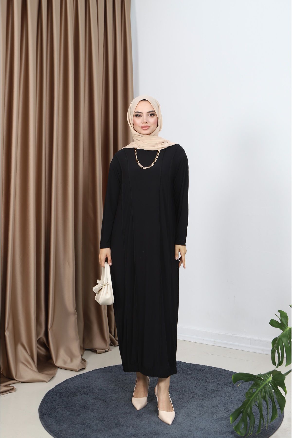 NİSUM MODA LİNA ÖNÜ PARÇALI SANDY ELBİSE