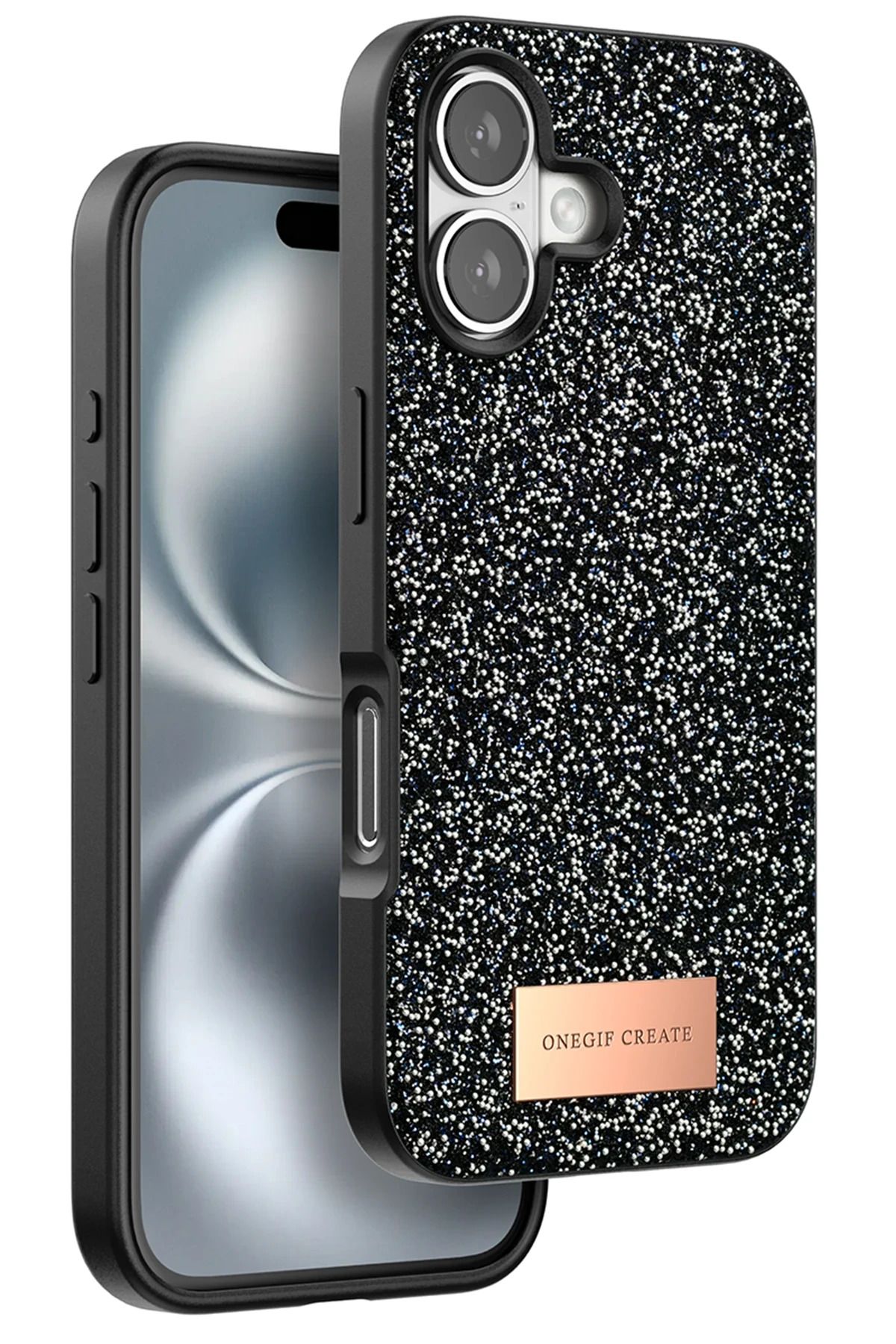 ONEGIF iPhone 16 Bright Simli Kapak - Siyah YNSMR