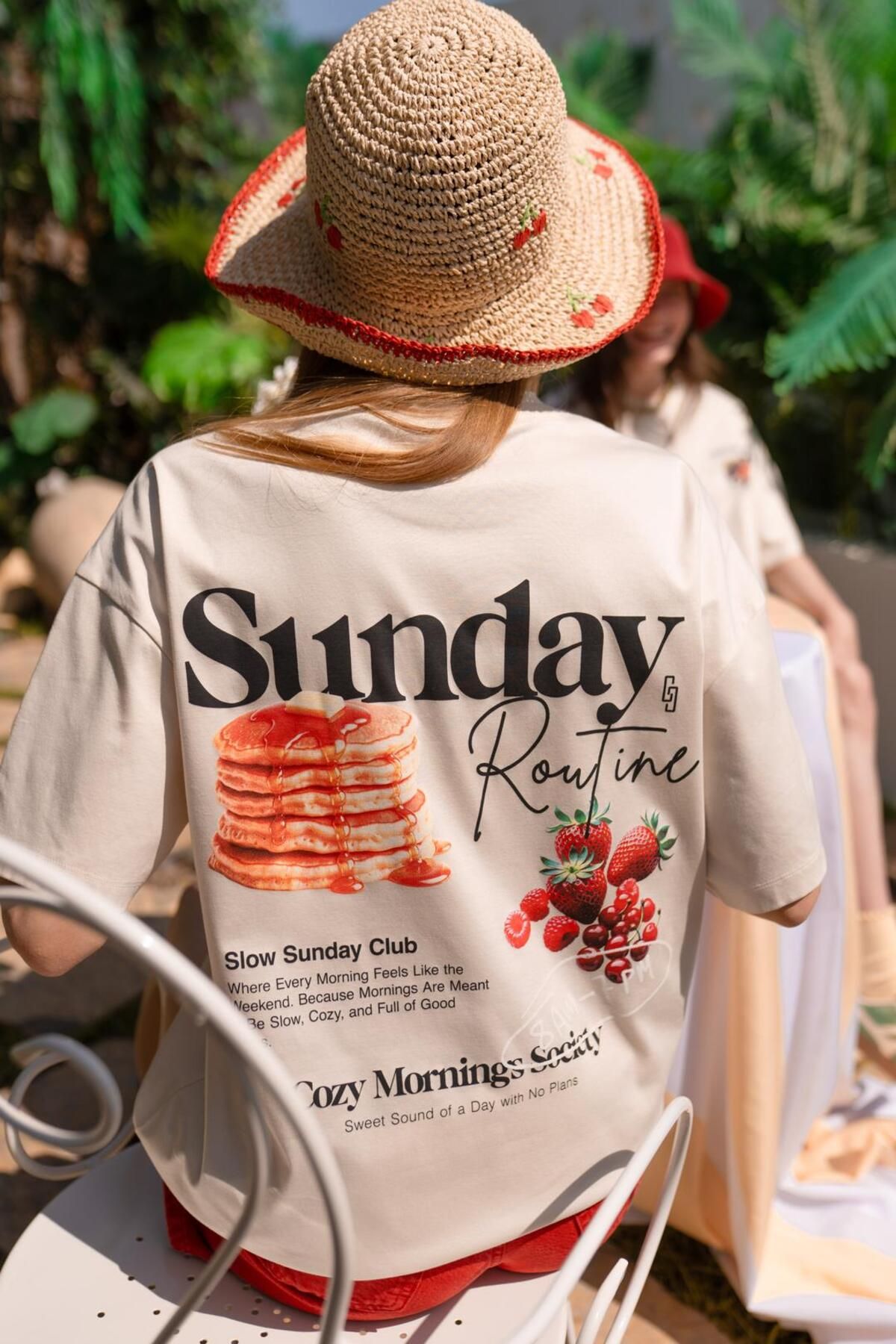 Re-SIS Sunday Routine Pankek Grafikli Oversize T-shirt