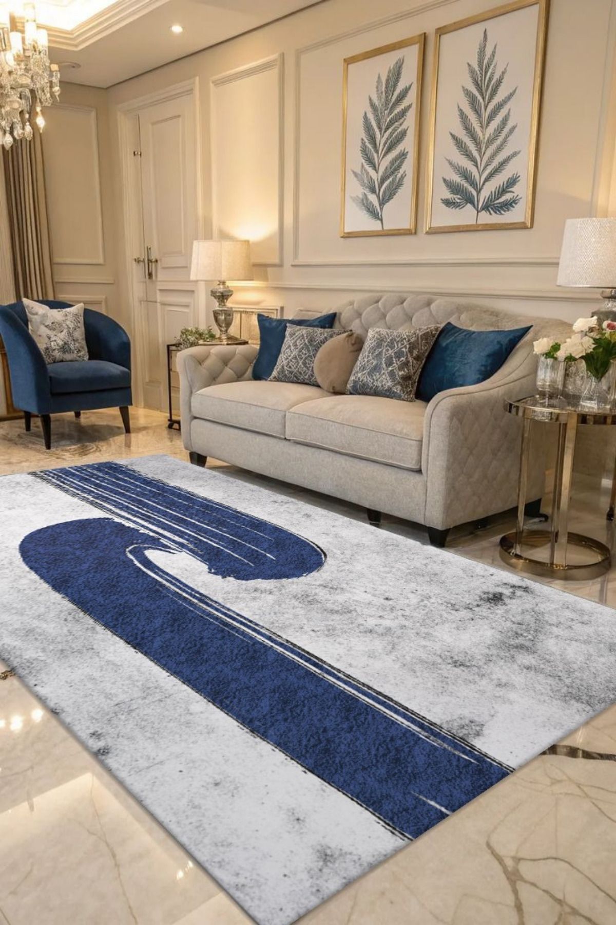 DERAS HOME Dijital Baskı Yıkanabilir Kaymaz Taban Salon Halısı Yolluk