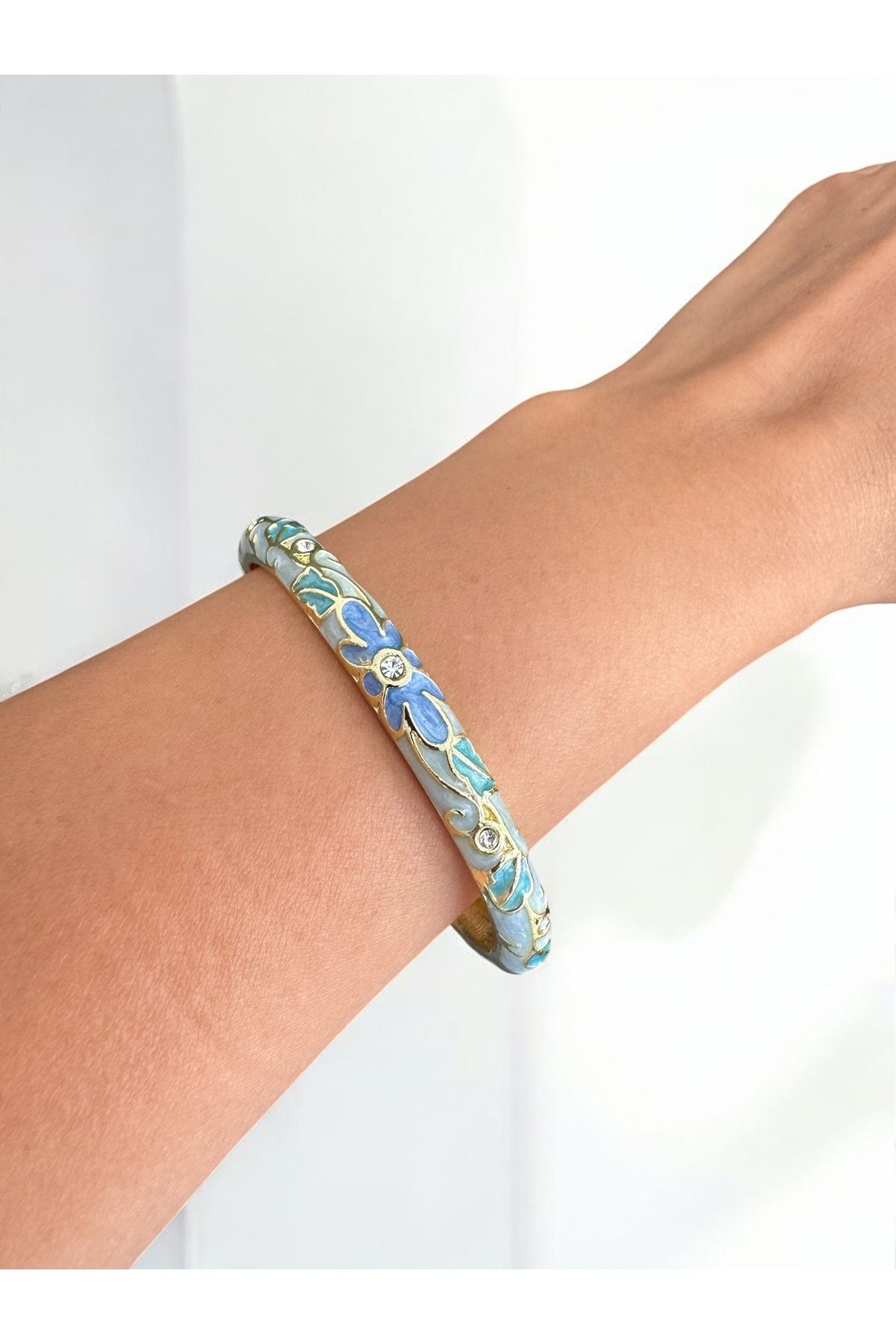 NiAccessory Mavi Mineli Taşlı Kelepçe Bileklik