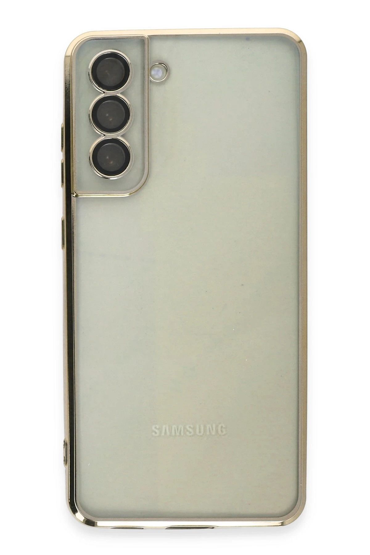 NewFace Samsung Galaxy S21 FE Kılıf Lensli Silikon - Gold YNSMR