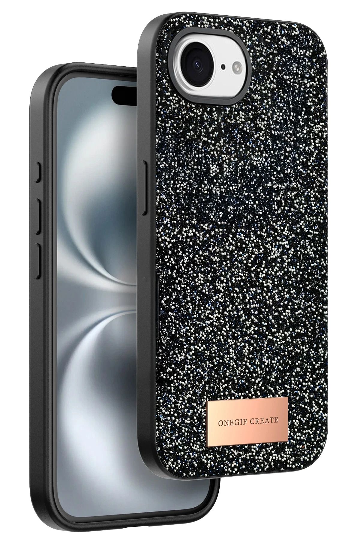 ONEGIF Apple iPhone 16E Bright Simli Kapak - Siyah YNSMR