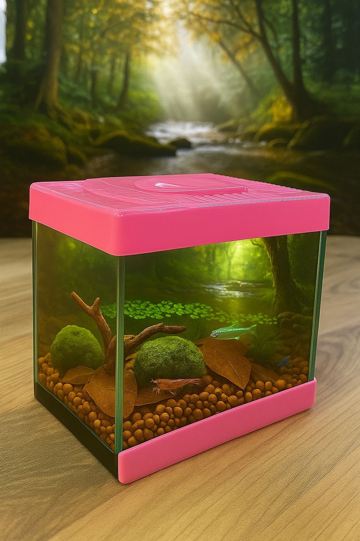Girist Home Pembe Renk Mini Akvaryum 23 cm