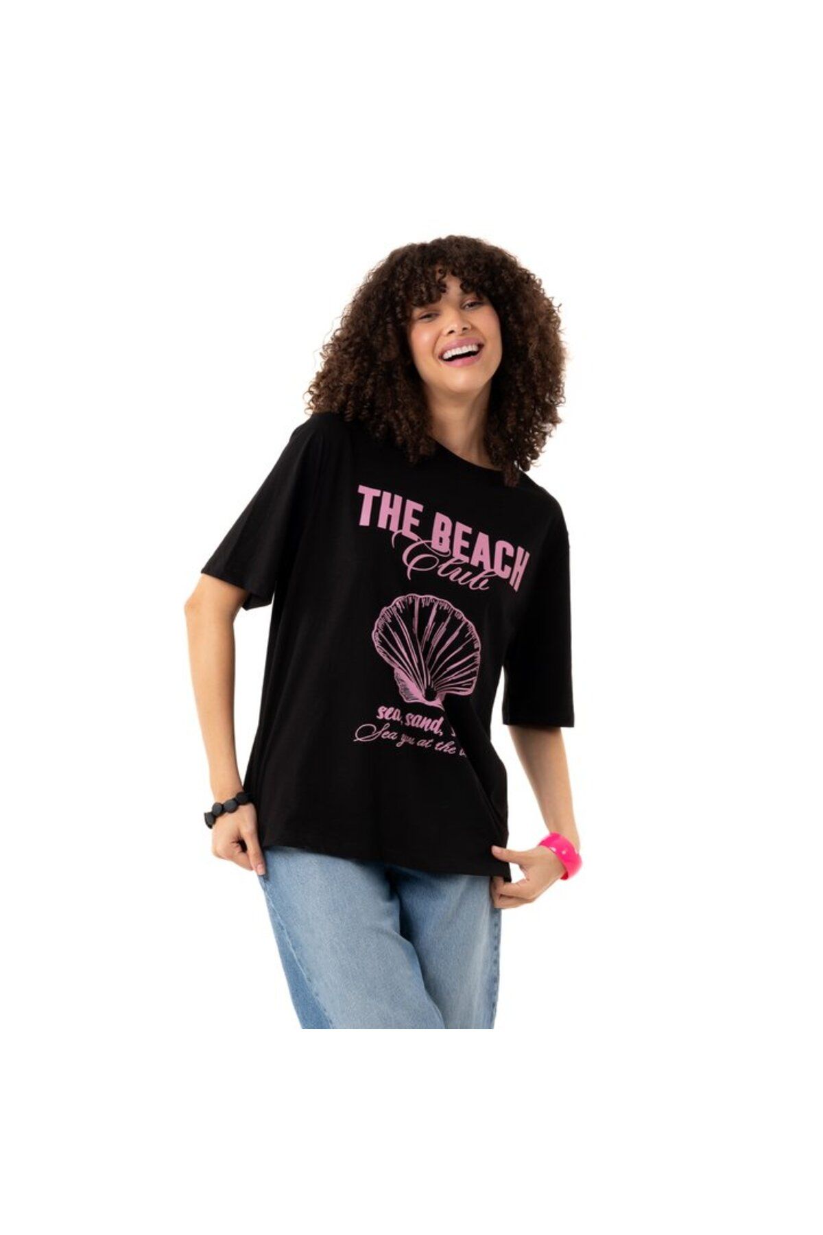 POG'S Beach Overisize Siyah T-Shirt