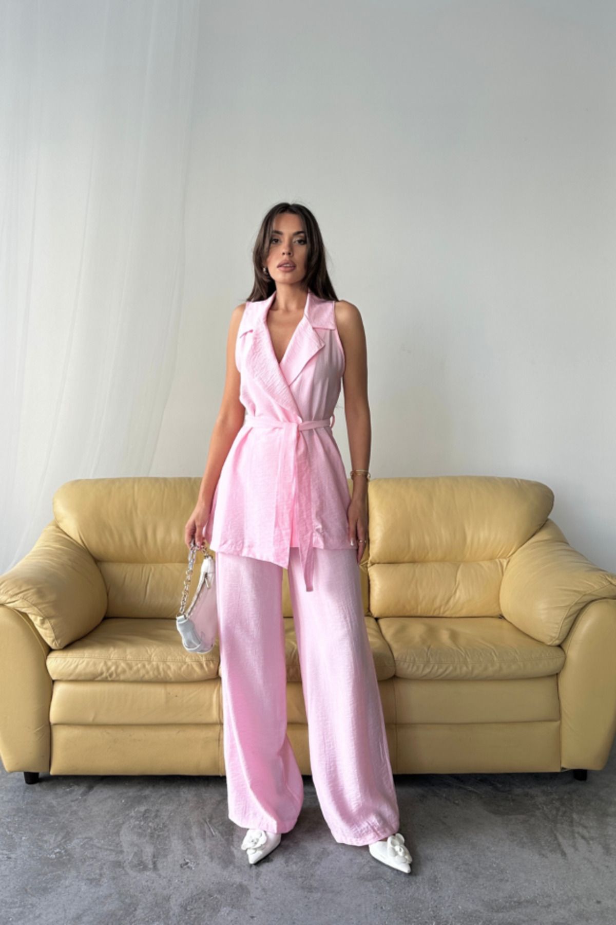 COjans YELEK - PANTOLON TAKIM ÇİLEK KUMAŞ - Pembe