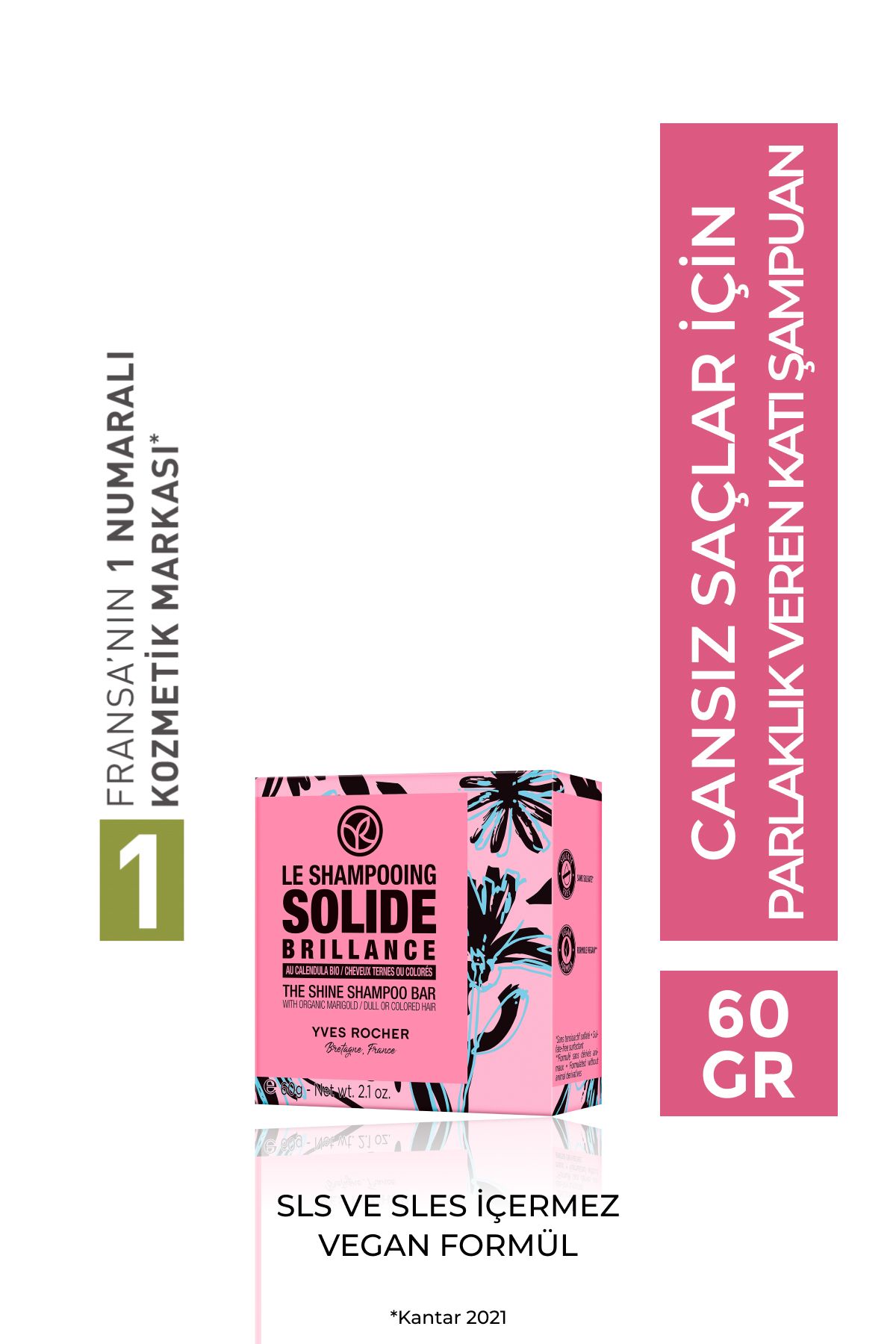 Yves Rocher Saçları Derinlemesine Besleyici Yumuşaklık ve Parlaklık Veren Katı Tuzsuz Şampuan-60gr