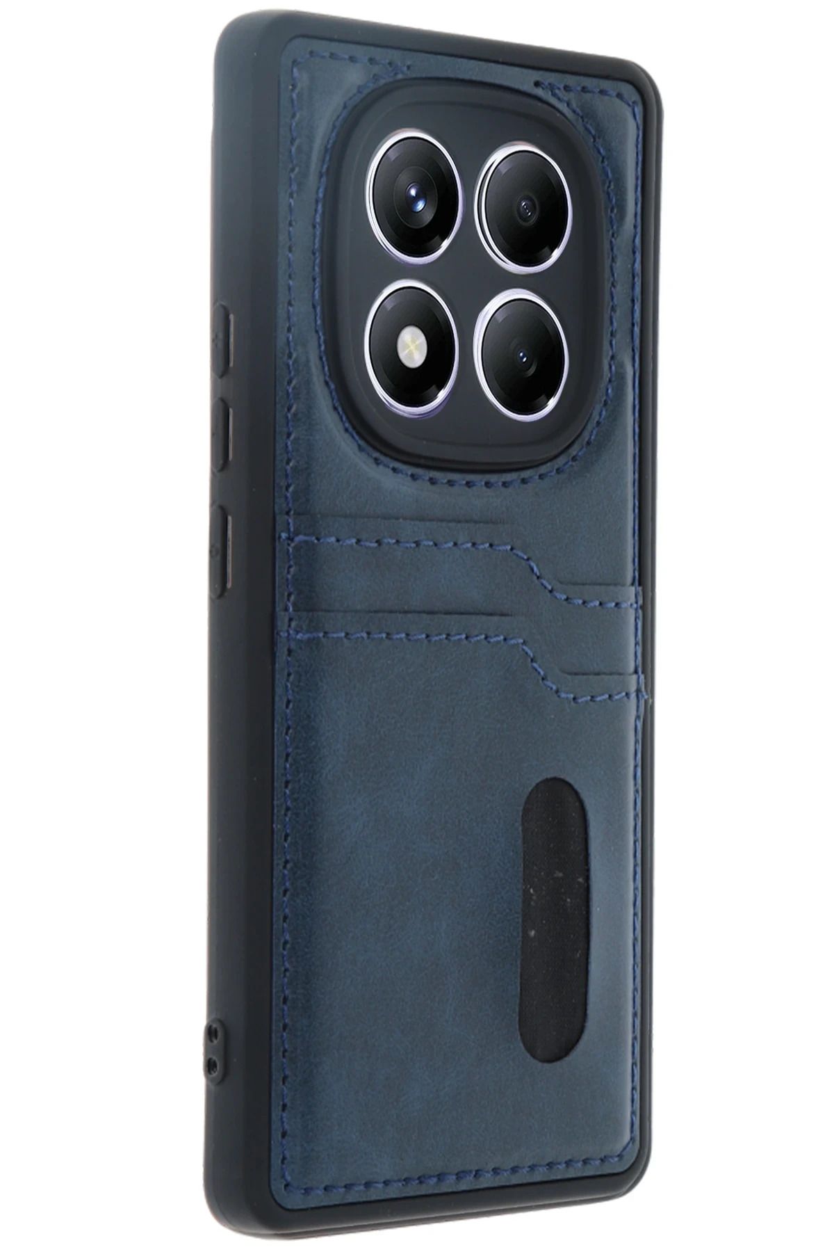 NewFace Xiaomi Redmi Note 14 Pro 5G Kılıf Sara Kartvizitli Deri Kılıf - Lacivert YNSMR