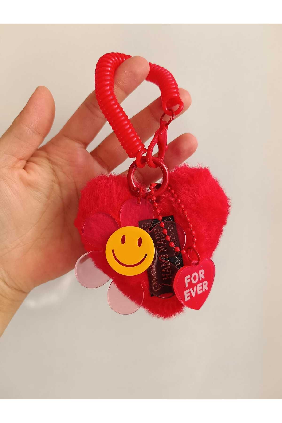 Fallinlove Peluş Kalp Model Kırmızı Çanta Charm