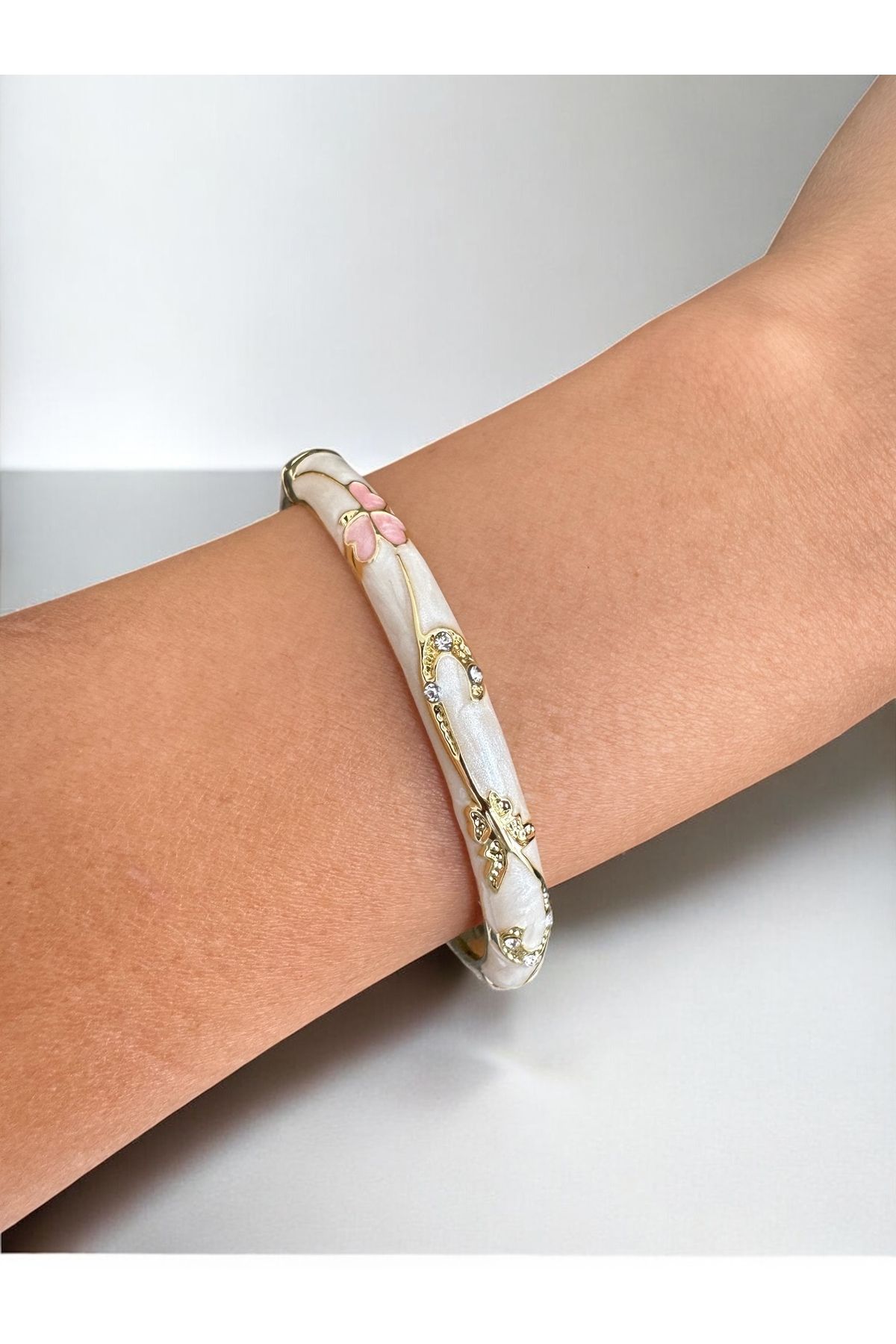 NiAccessory Pembe Mineli Taşlı Kelepçe Bileklik