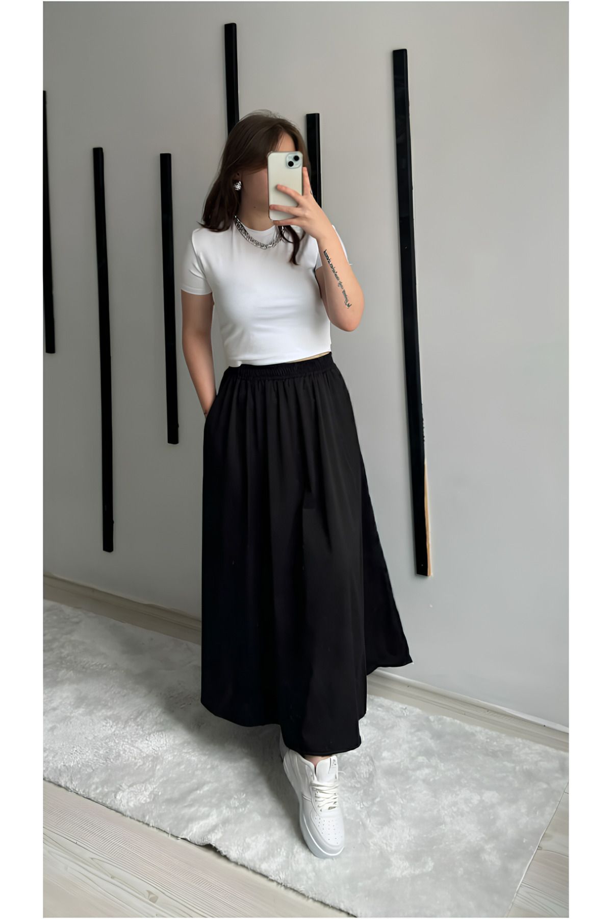 Gubo Fileto Cepli Poplin Kumaş Uzun Etek Astarsız (90 CM )