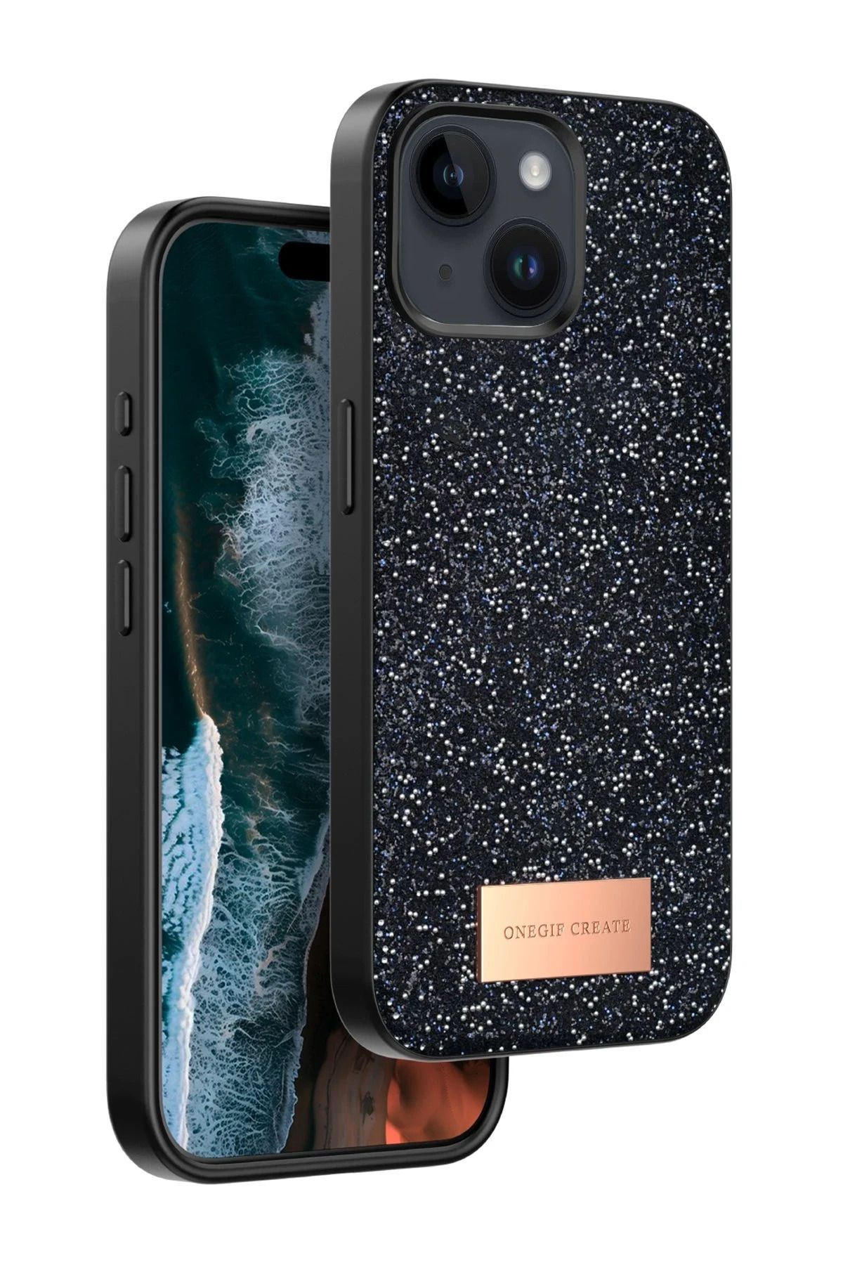 ONEGIF iPhone 14 Bright Simli Kapak - Siyah YNSMR