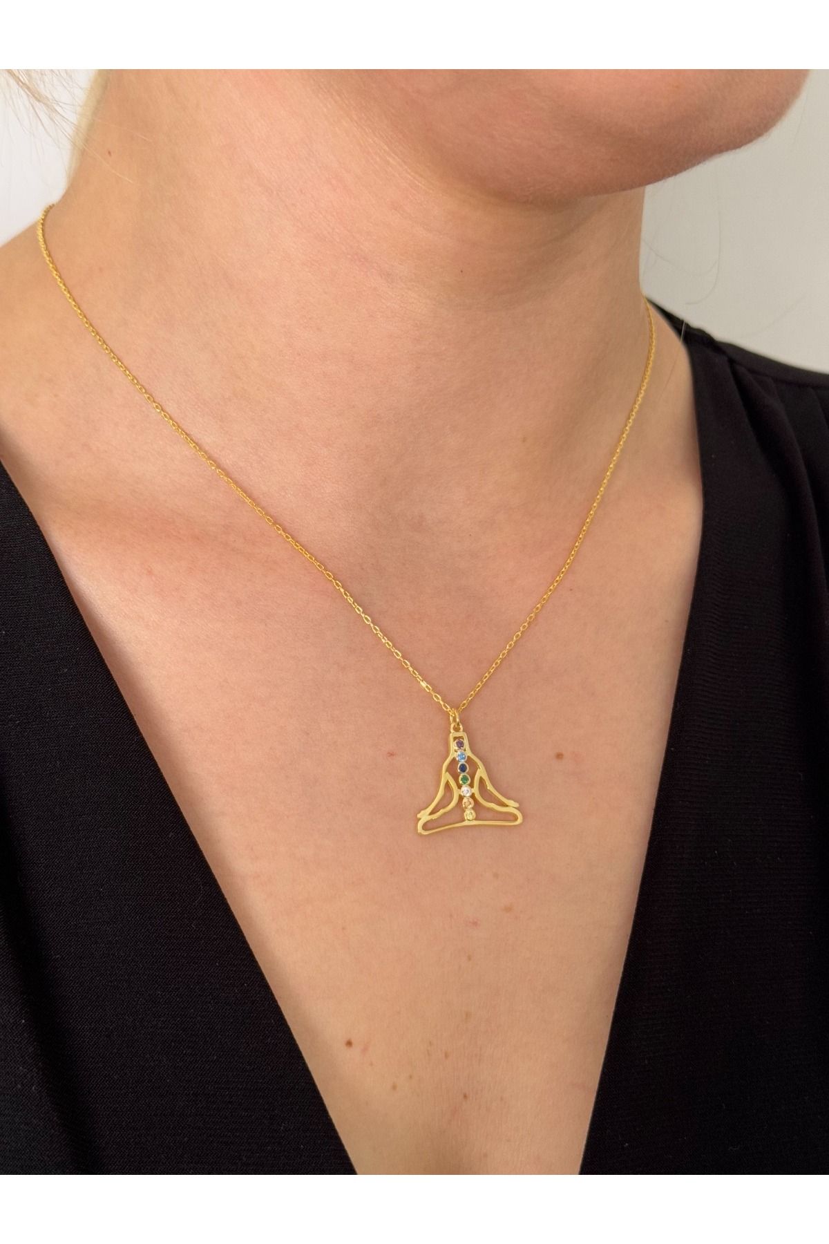 ARGENTAJEW 925 AYAR GÜMÜŞ RENKLİ CHAKRA GOLD KOLYE