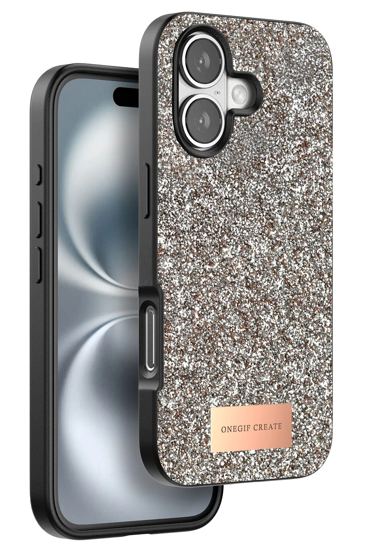 ONEGIF iPhone 16 Plus Bright Simli Kapak - Gold YNSMR
