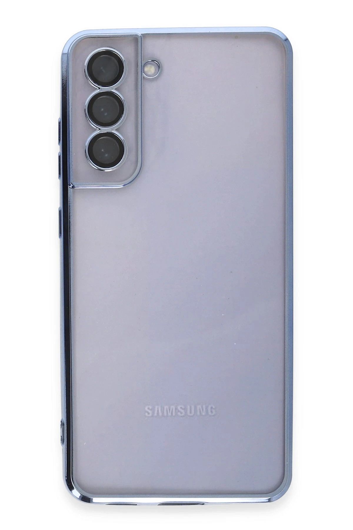 NewFace Samsung Galaxy S21 FE Kılıf Lensli Silikon - Açık Mavi YNSMR