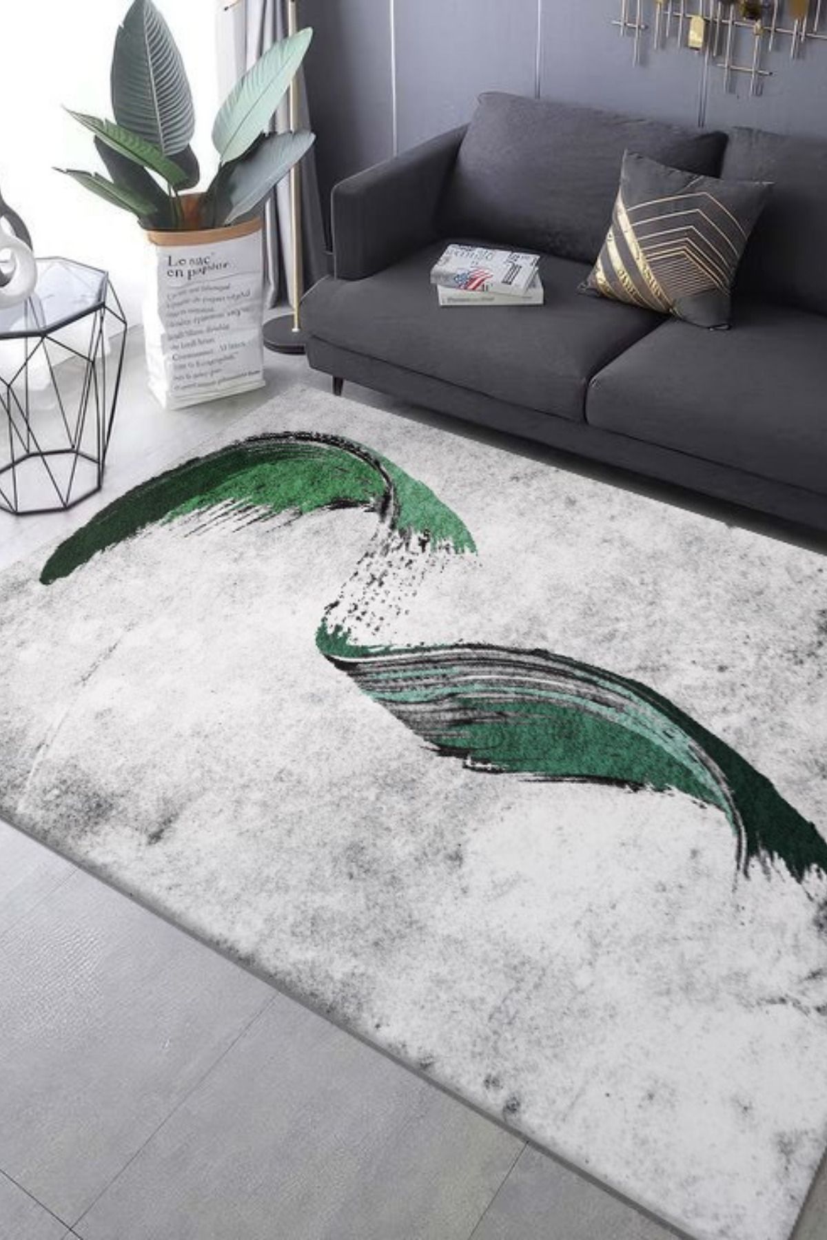 DERAS HOME Dijital Baskı Yıkanabilir Kaymaz Taban Salon Halısı Yolluk