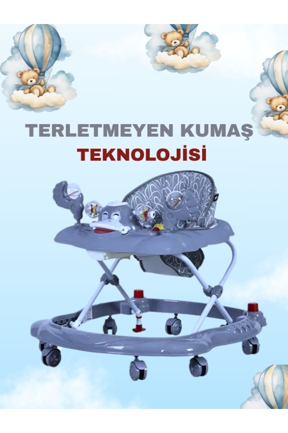 modabebekler Terletmeyen Kumaş Teknolojisi 3 Kademeli Müzikli ve oyuncaklı yürüteç