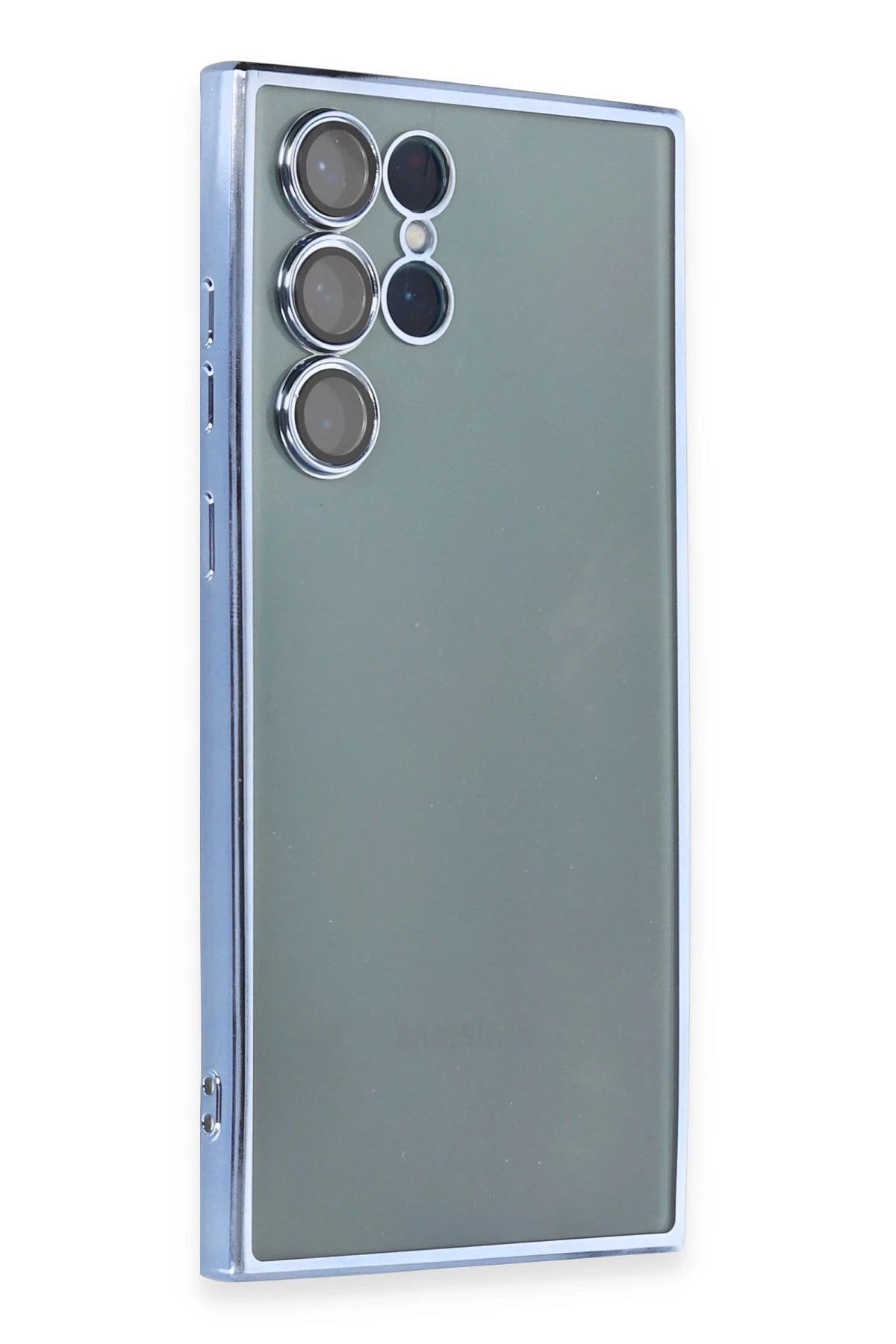 NewFace Samsung Galaxy S22 Ultra Kılıf Lensli Silikon - Açık Mavi YNSMR