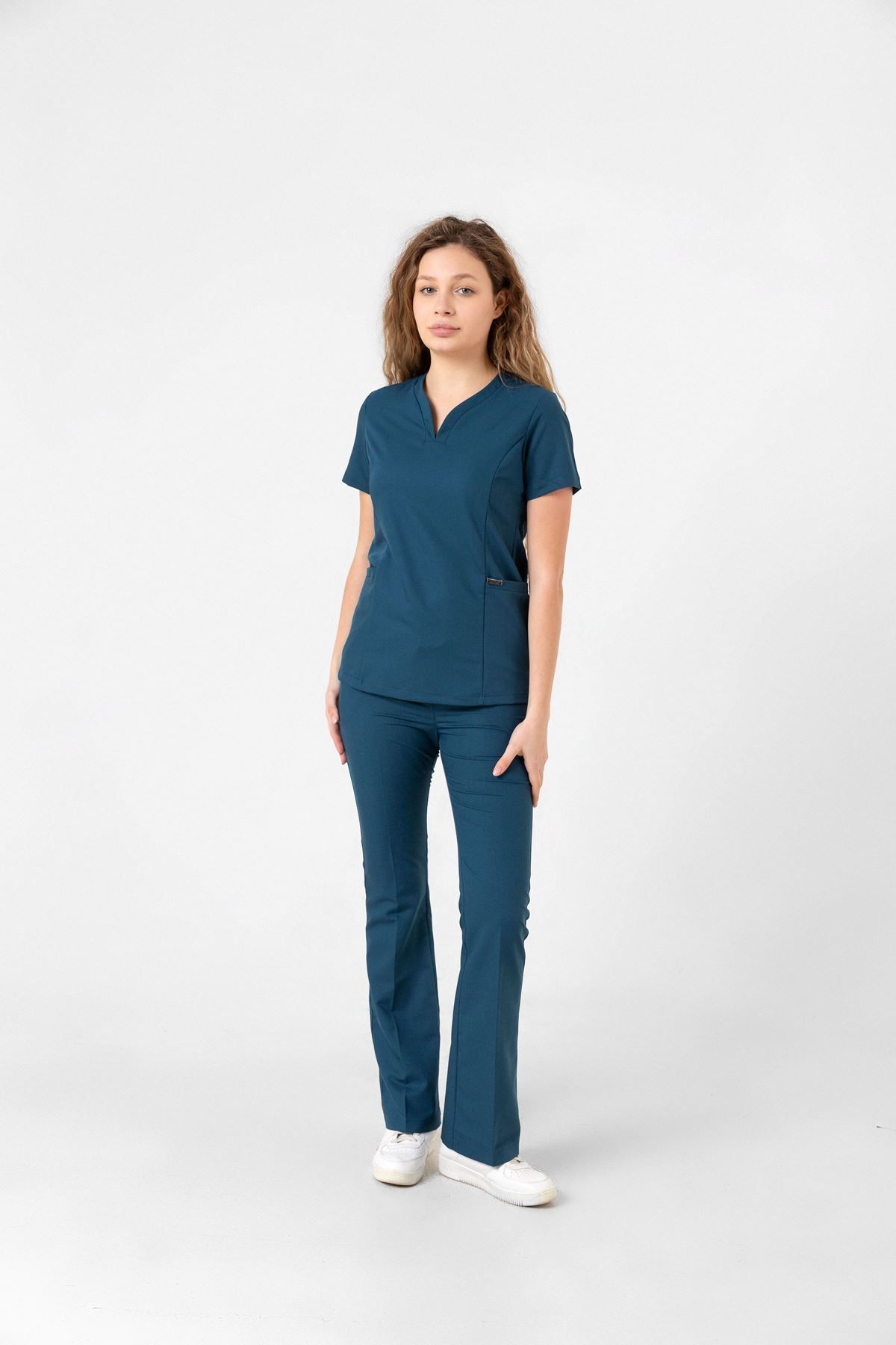 Onur Forma Scrubs Drop Collar Kadın Takım - Petrol Yeşili
