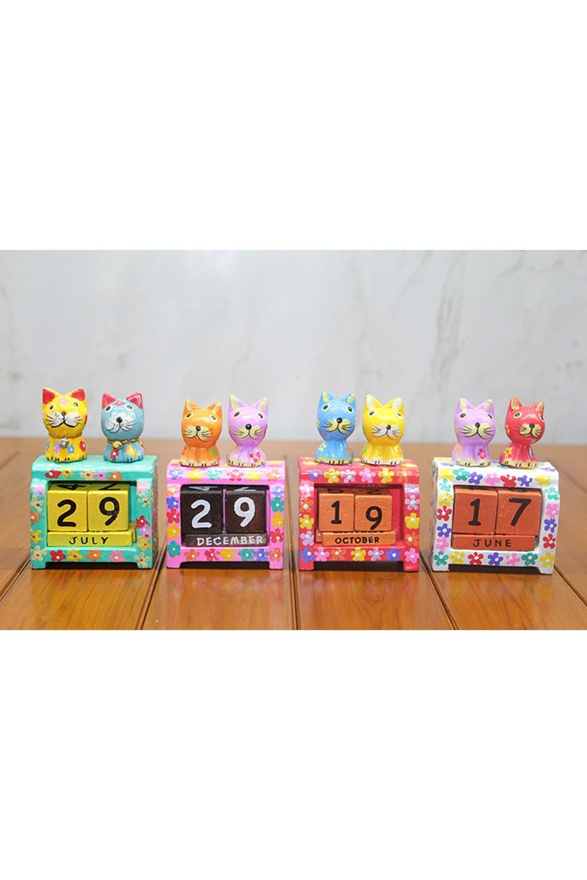 Store Ahşap Kedili Takvim 11*7 Cm