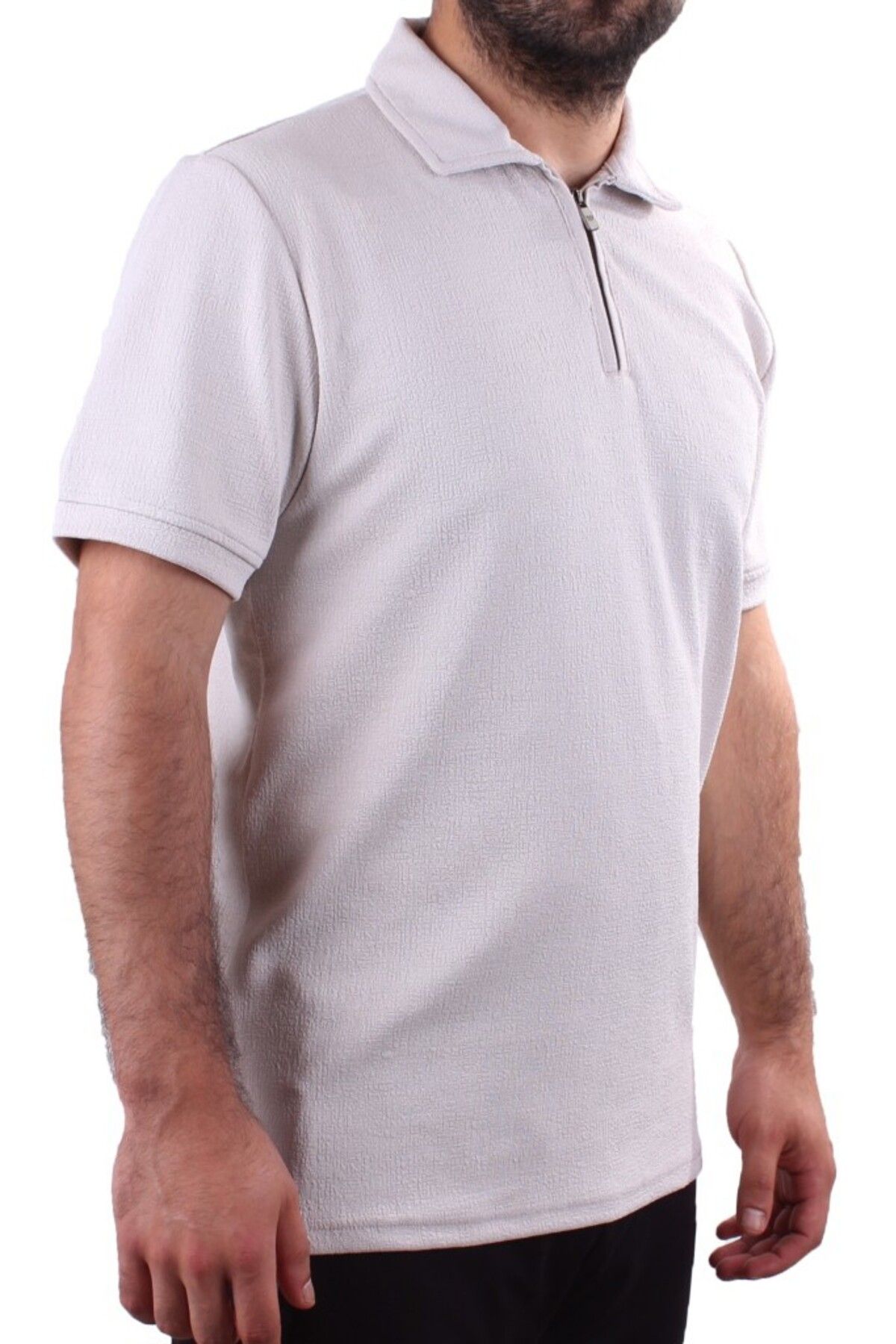 Twister Jeans Twister 2290 Gri Günlük Kısa Kol Normal Kesim Pamuklu Fermuarlı Polo Yaka Erkek Tişört
