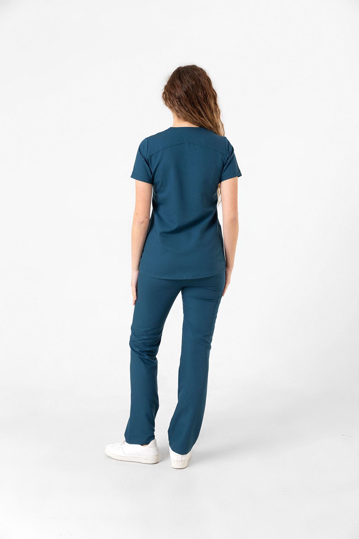 Onur Forma Scrubs Butterfly Collar Kadın Takım - Petrol Yeşili